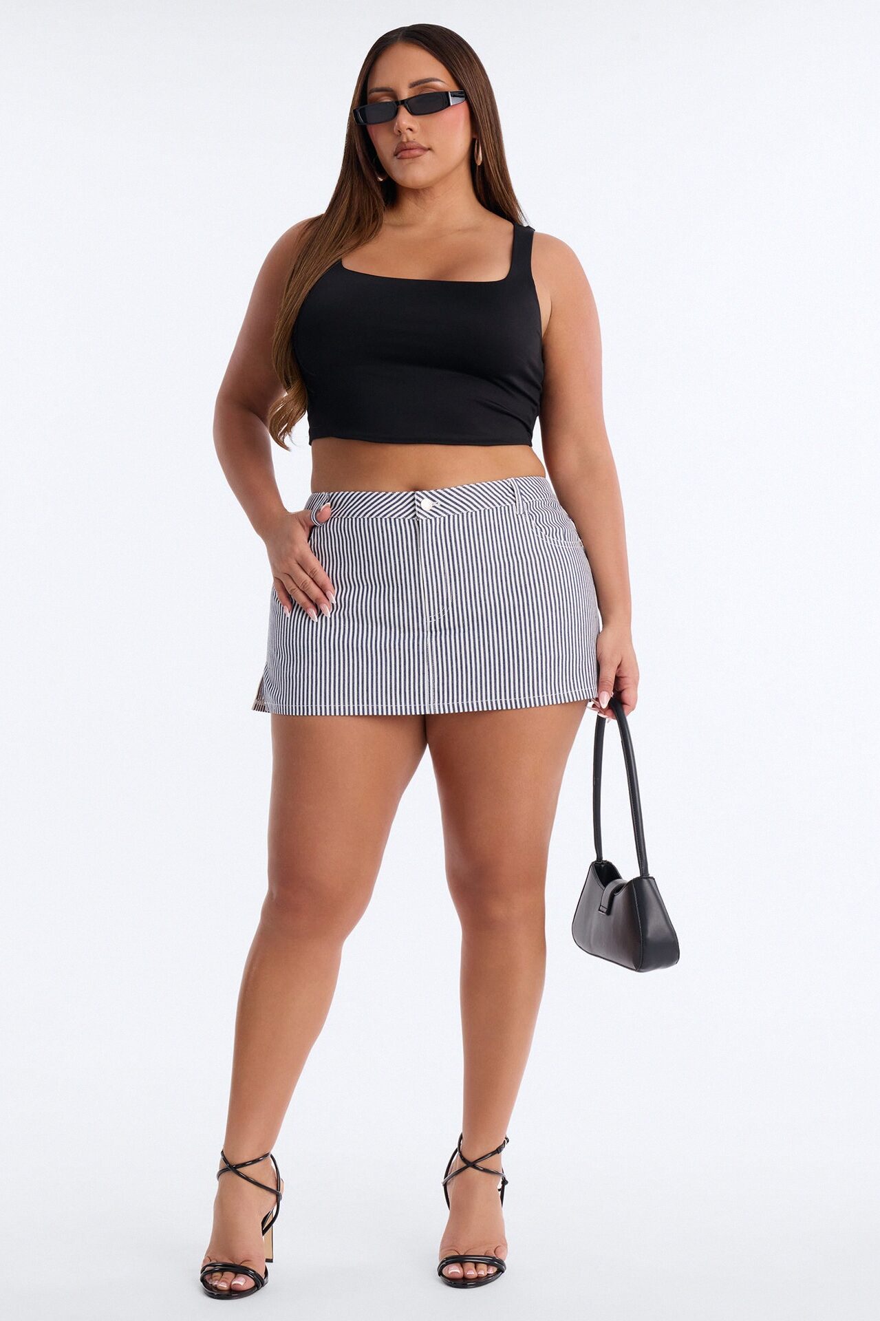 Sloane Low Rise Twill Striped Micro Mini Skort - Navy/combo