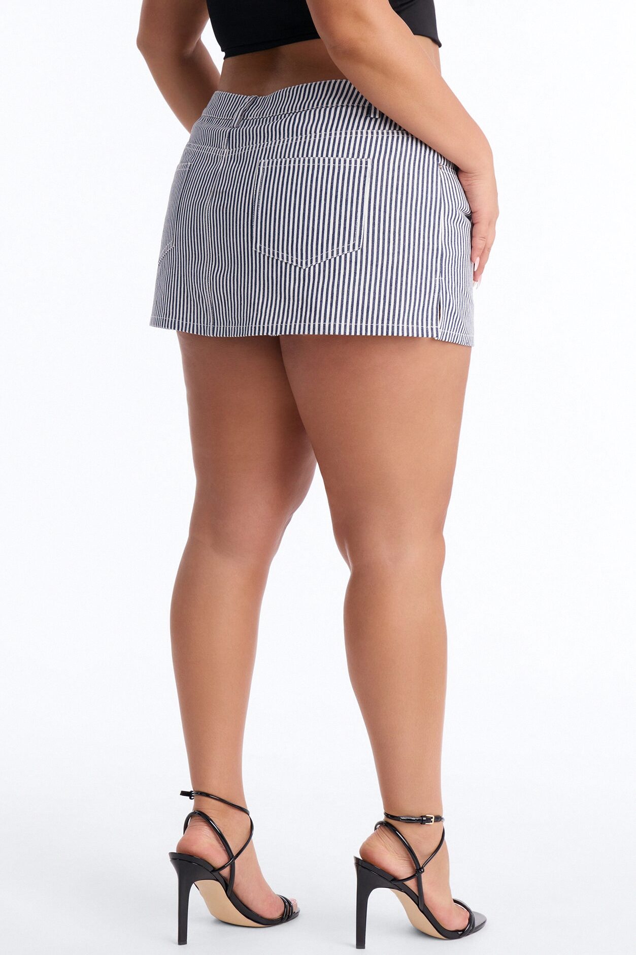 Sloane Low Rise Twill Striped Micro Mini Skort - Navy/combo