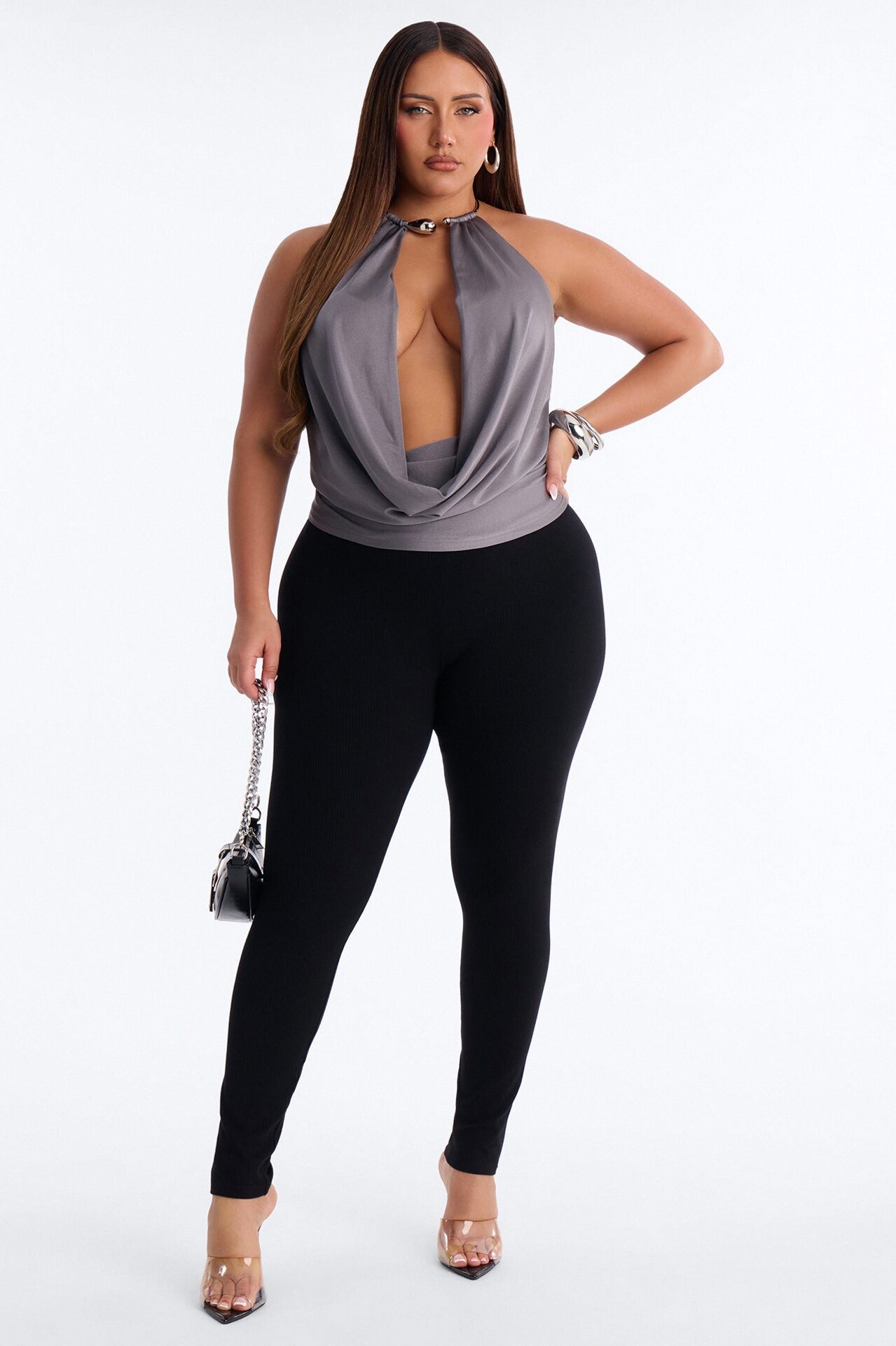 Ultra Ribbed Mid Rise Legging - Black