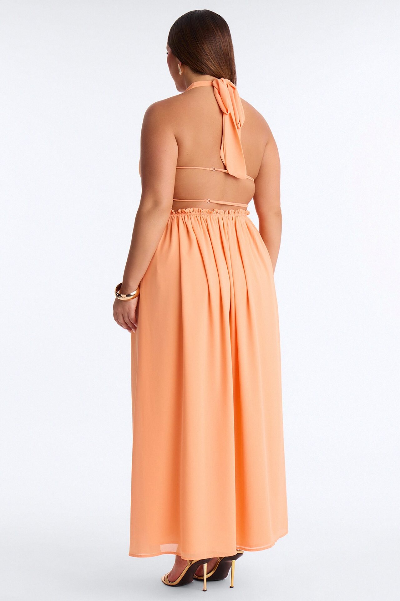 Lauryn Halter Chiffon Maxi Dress - Peach