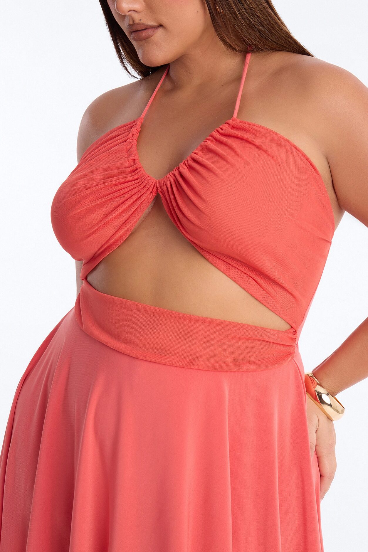 Delulu But Sweet Mesh Mini Dress - Tomato Red