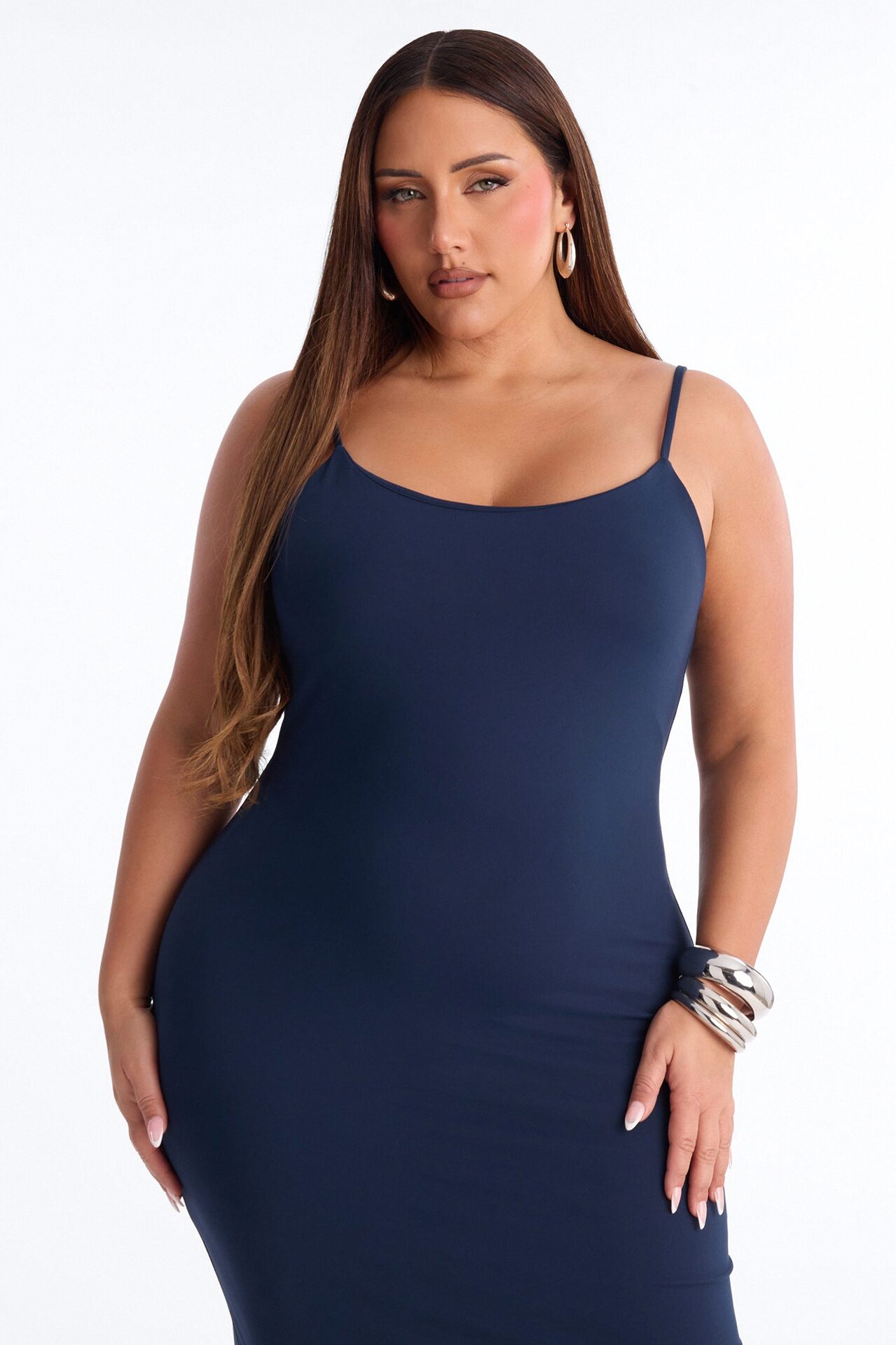 Lylah Double Lined Midi Dress - Navy