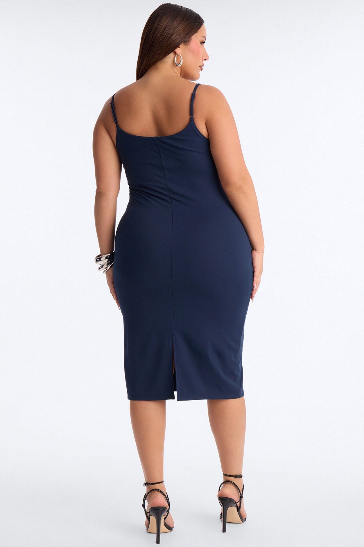 Lylah Double Lined Midi Dress - Navy