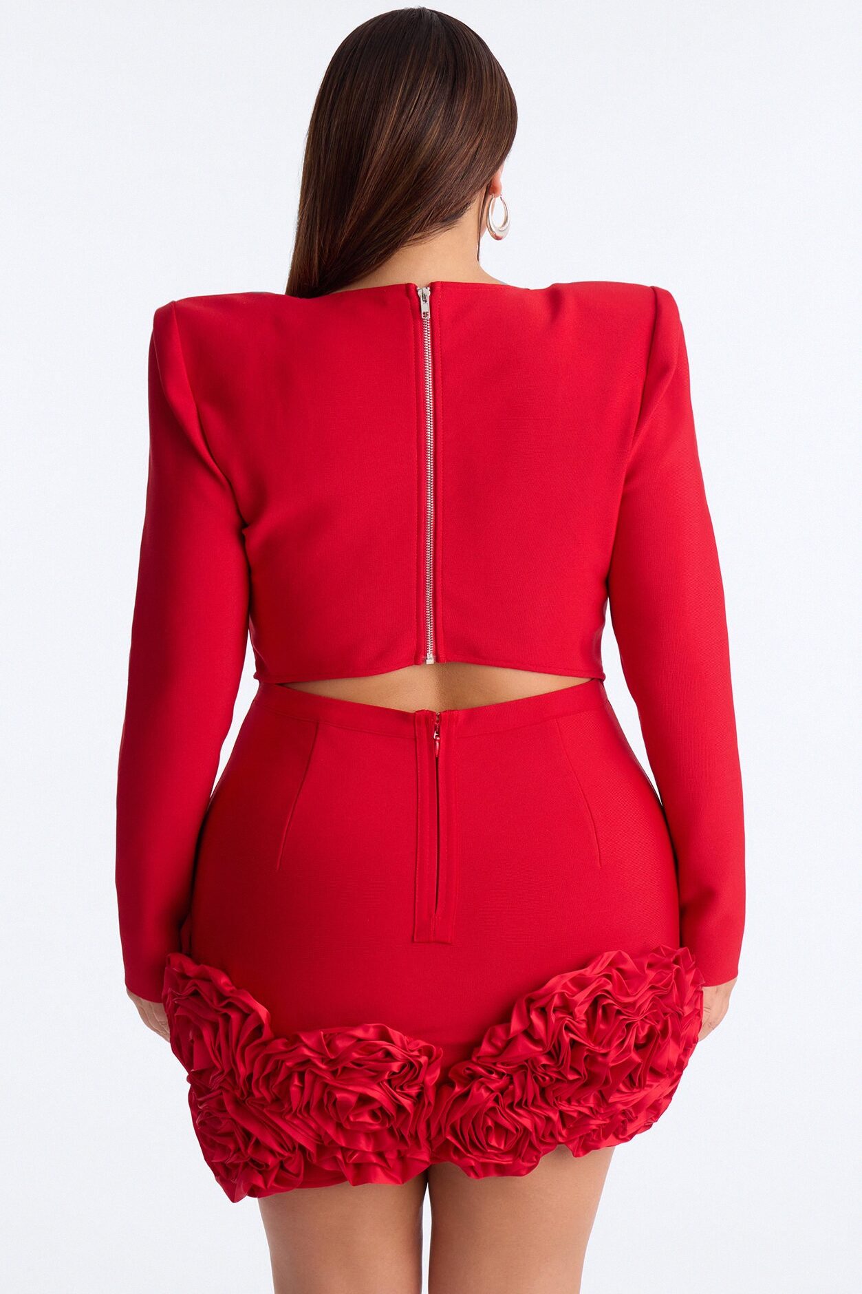 Chantelle Long Sleeve Bandage Mini Dress - Red