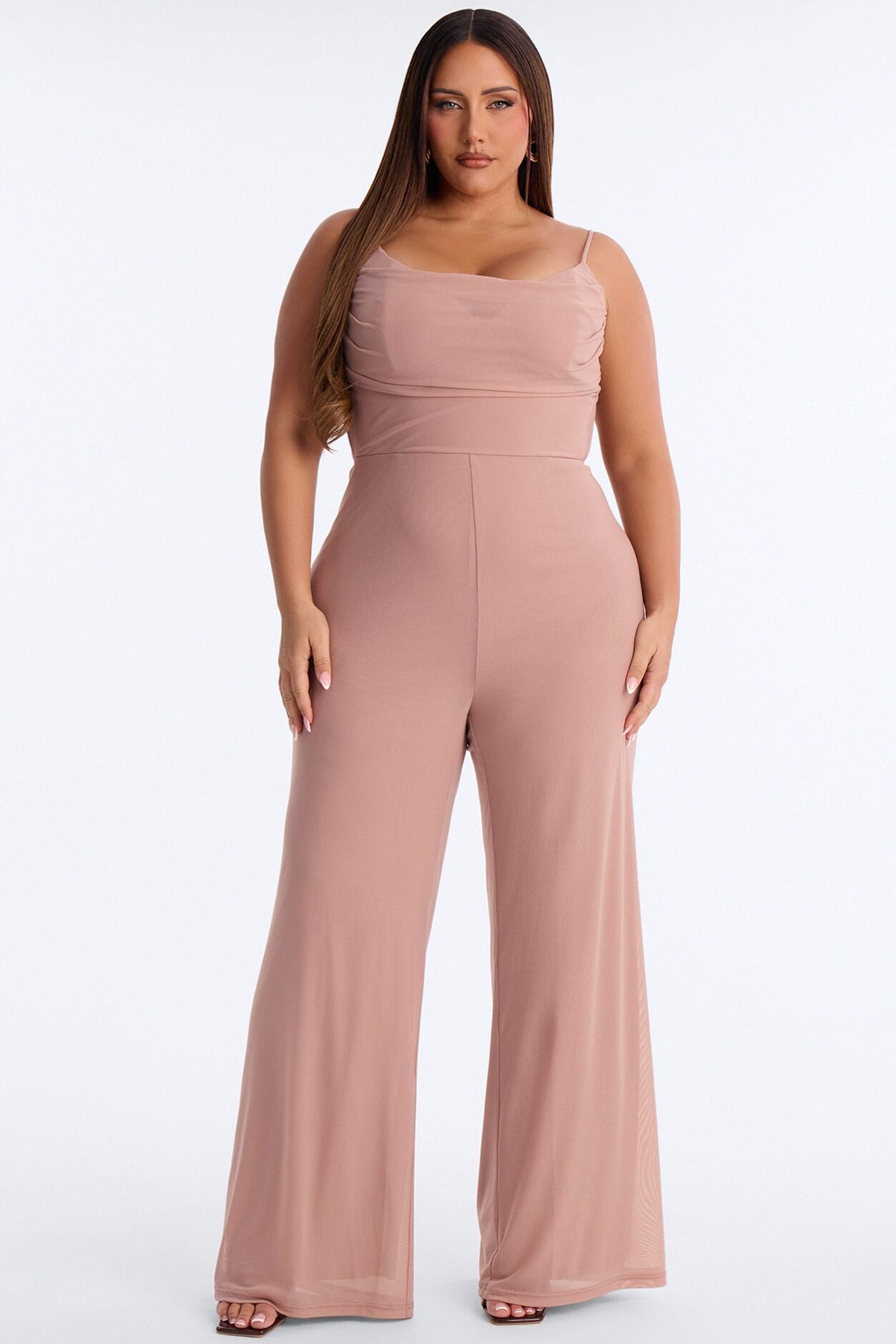 Maria Mesh Wide Leg Jumpsuit - Taupe