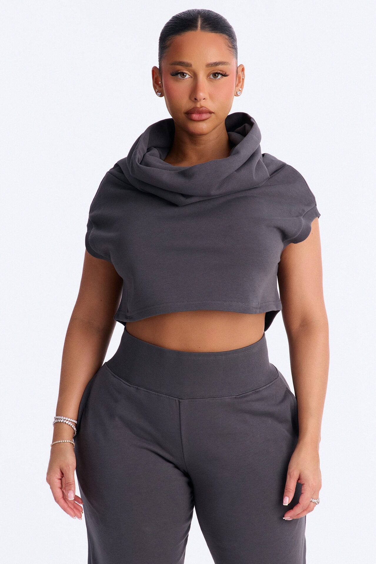 Alexa Wide Leg Pant Set - Charcoal