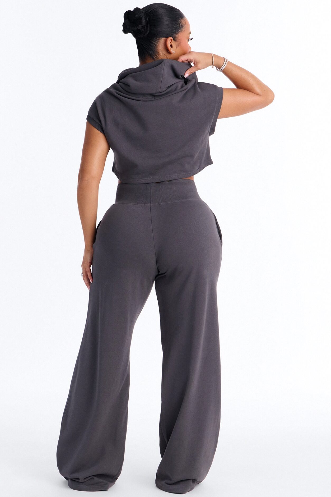 Alexa Wide Leg Pant Set - Charcoal
