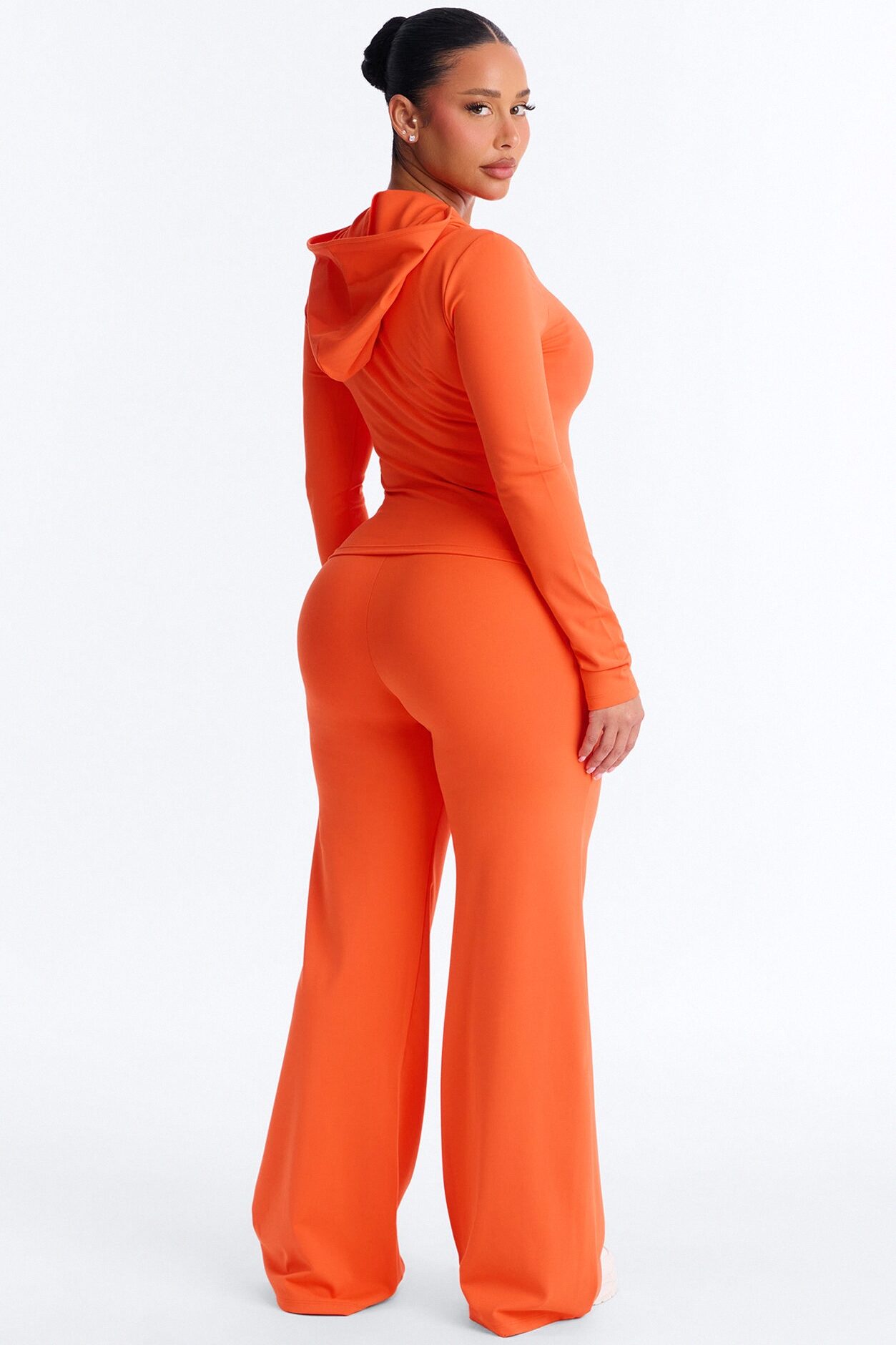 Casual Vibe Zip Up Hoodie Pant Set - Tomato Red