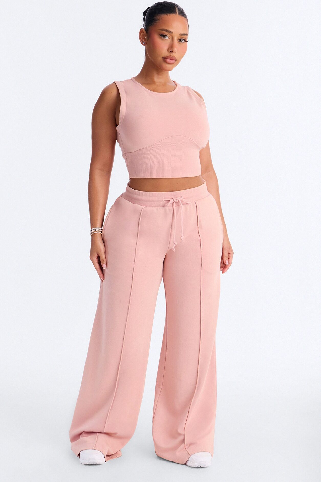 Eased Effort Sleeveless Pant Set - Light Pink