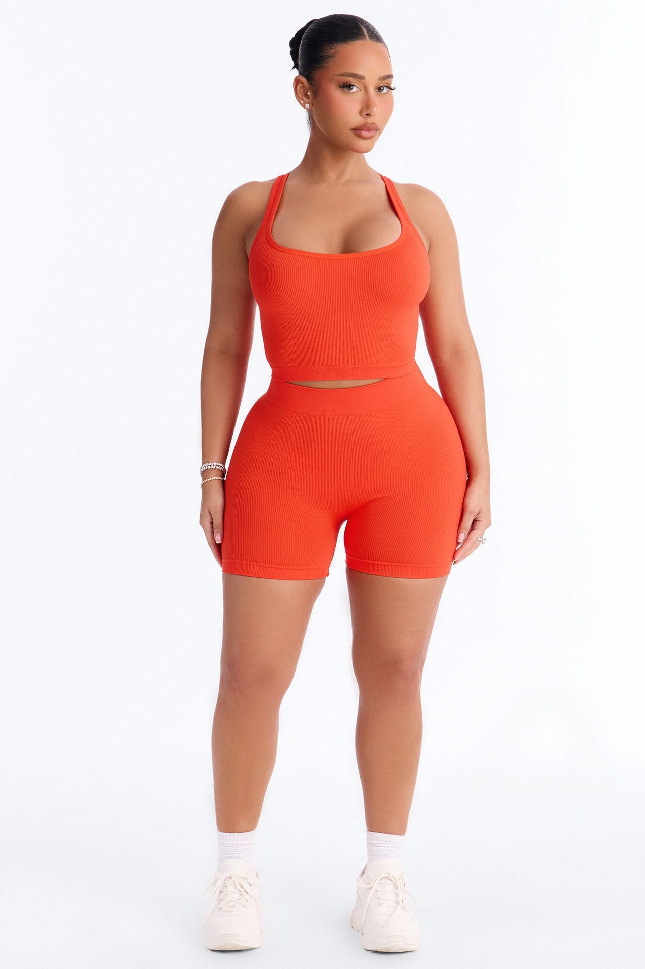 Core Power Seamless Biker Short Set - Tomato Red