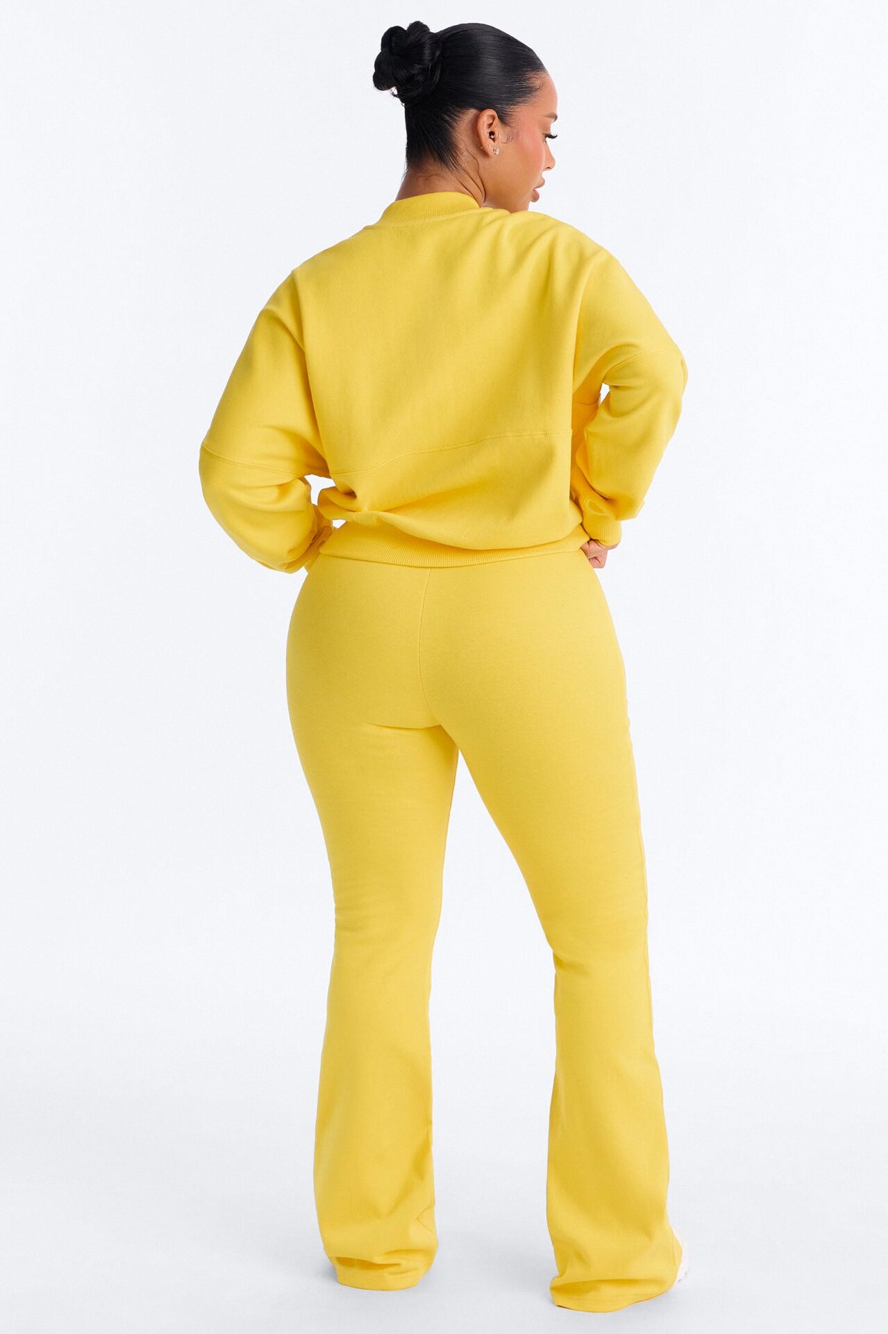 Kelsey Double Zip Flare Leg Pant Set - Yellow