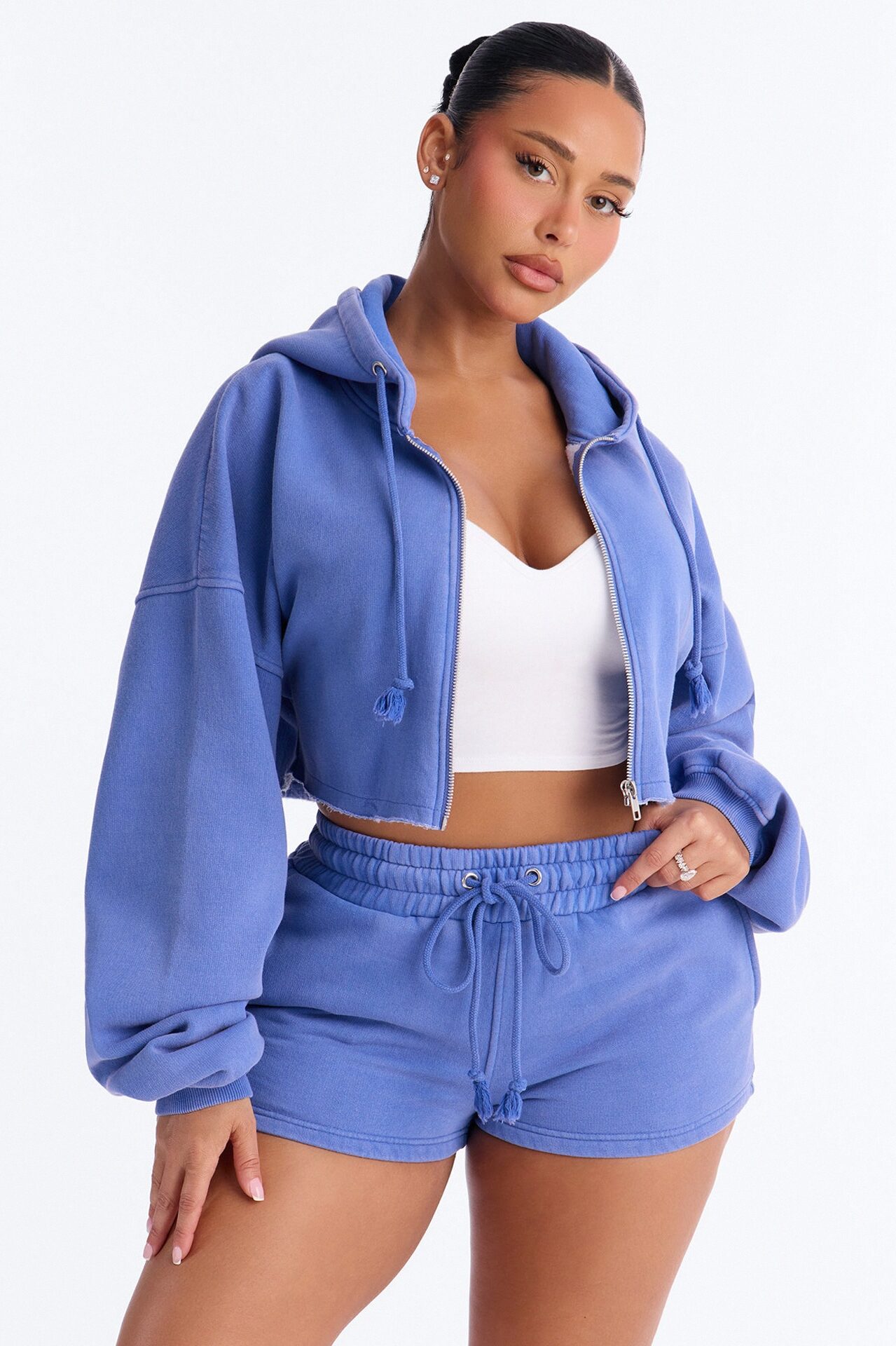 On The Go Washed Short Set - Blue