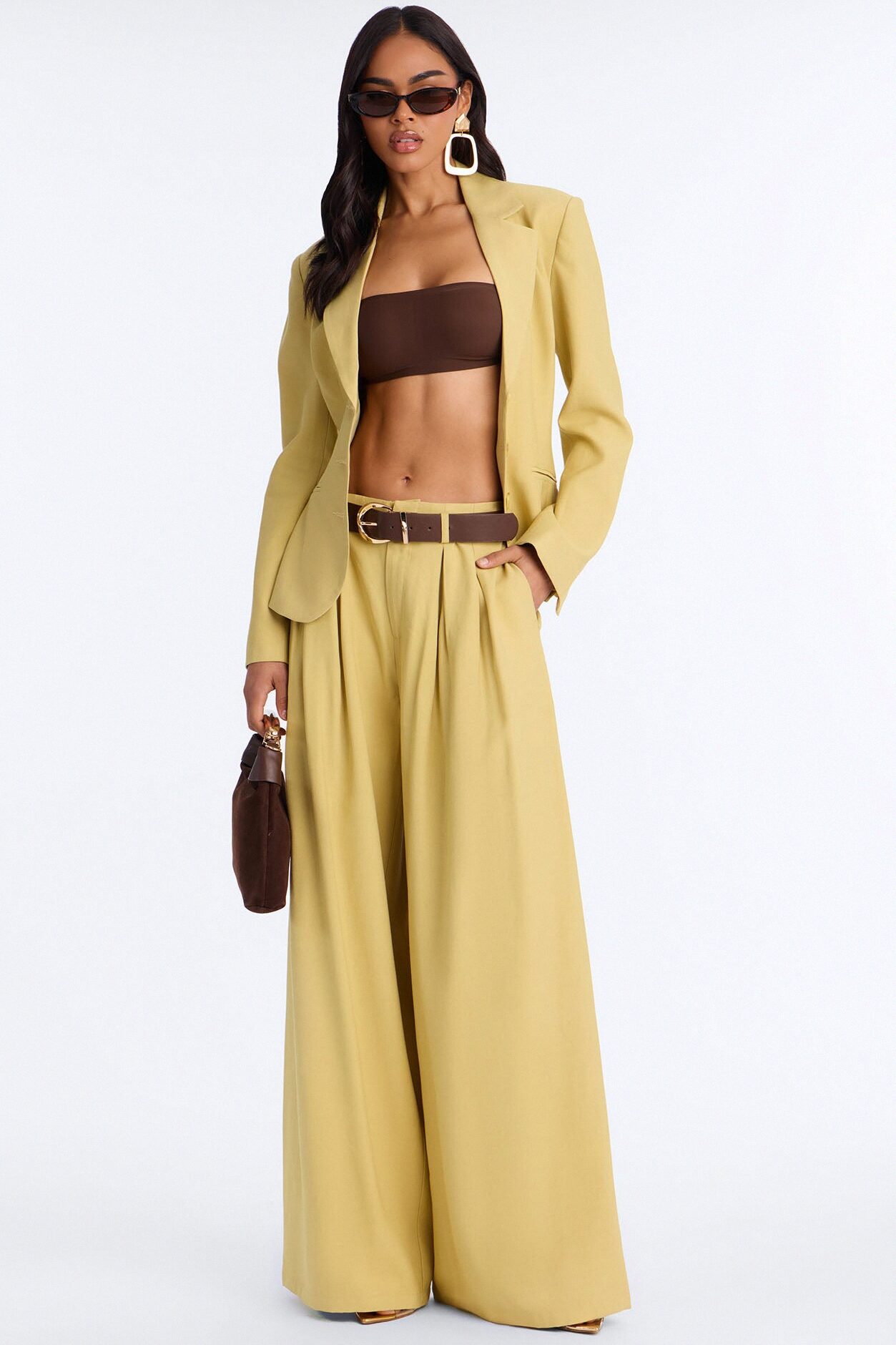 Elyse Linen High Rise Pleated Trousers - Honey