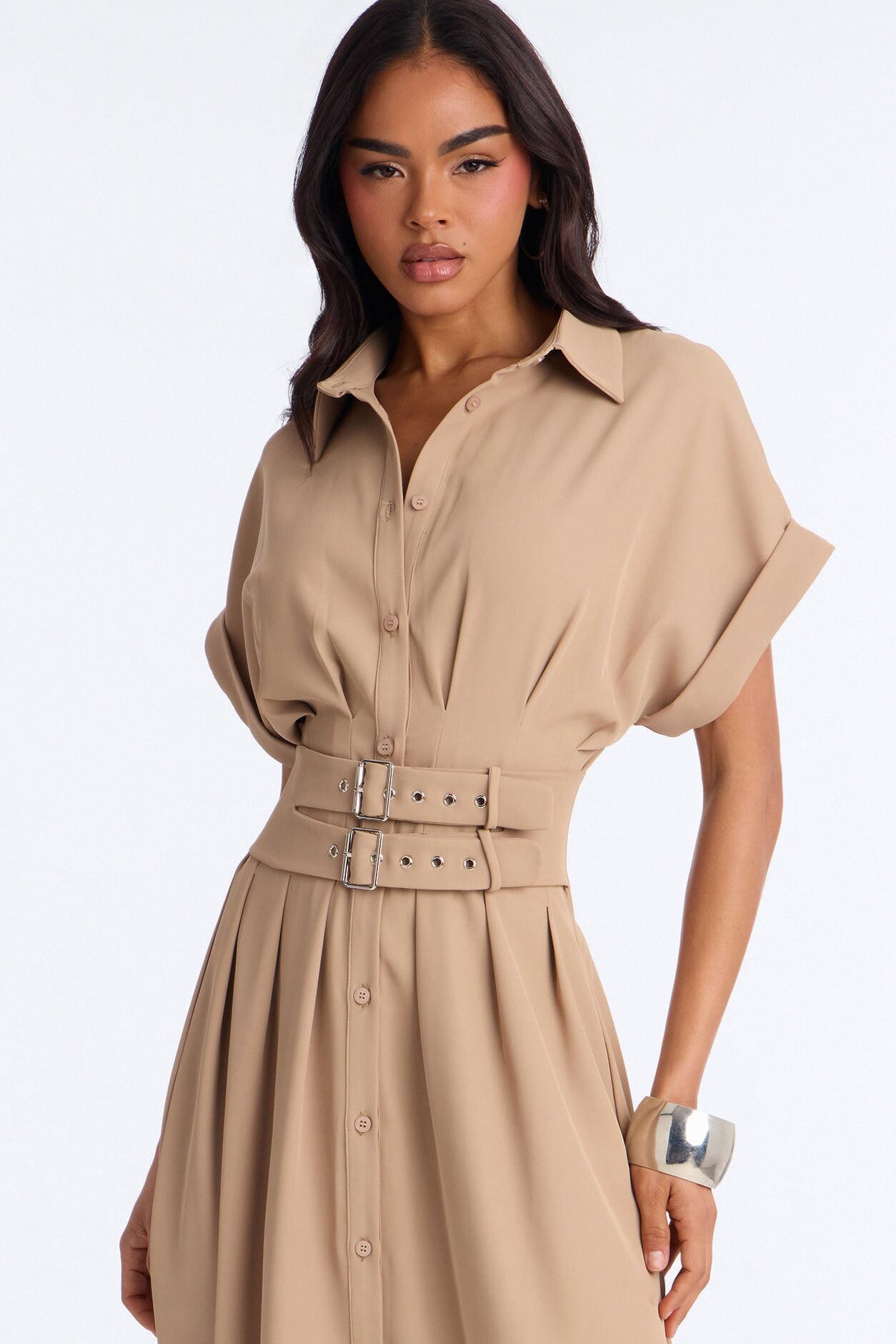 Bridgit Belted Maxi Dress - Taupe