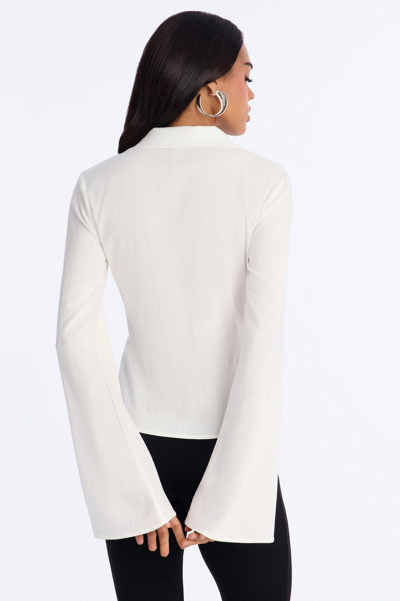 Just Doing Me Ruched Linen Top - White