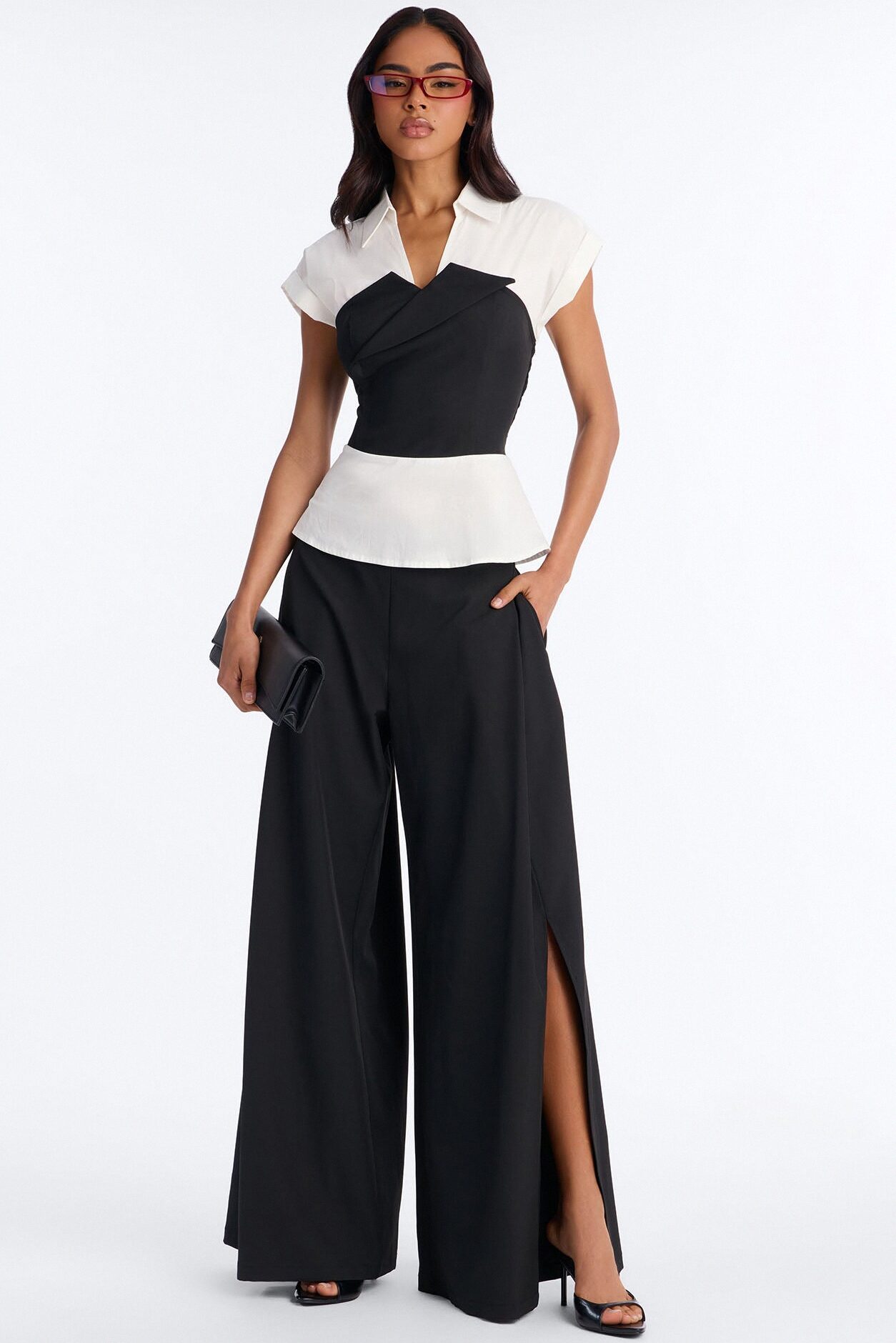 Elsa Wide Leg Pant Set - Black