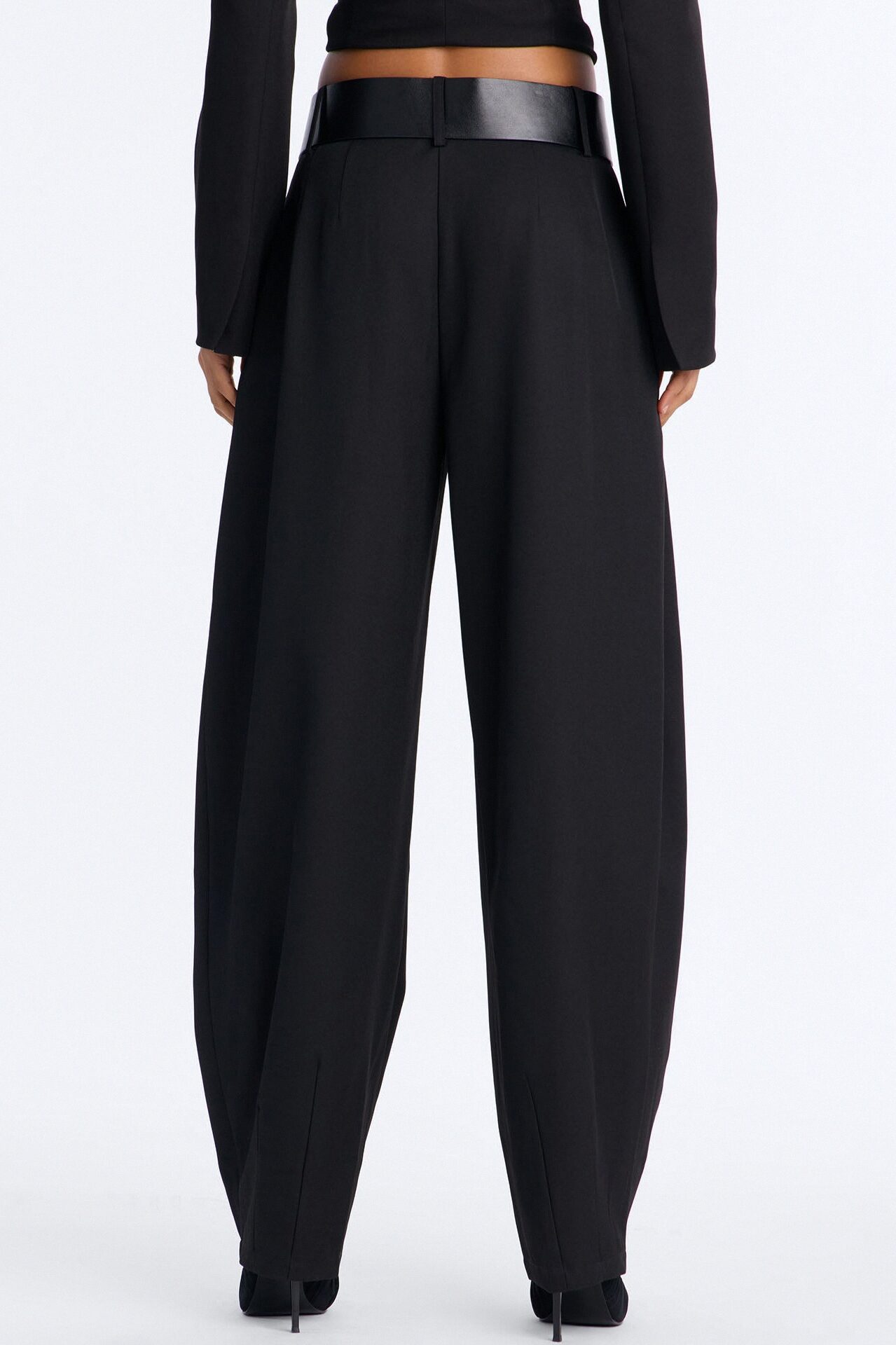 Rebecca Belted Barrel Trouser Pants - Black