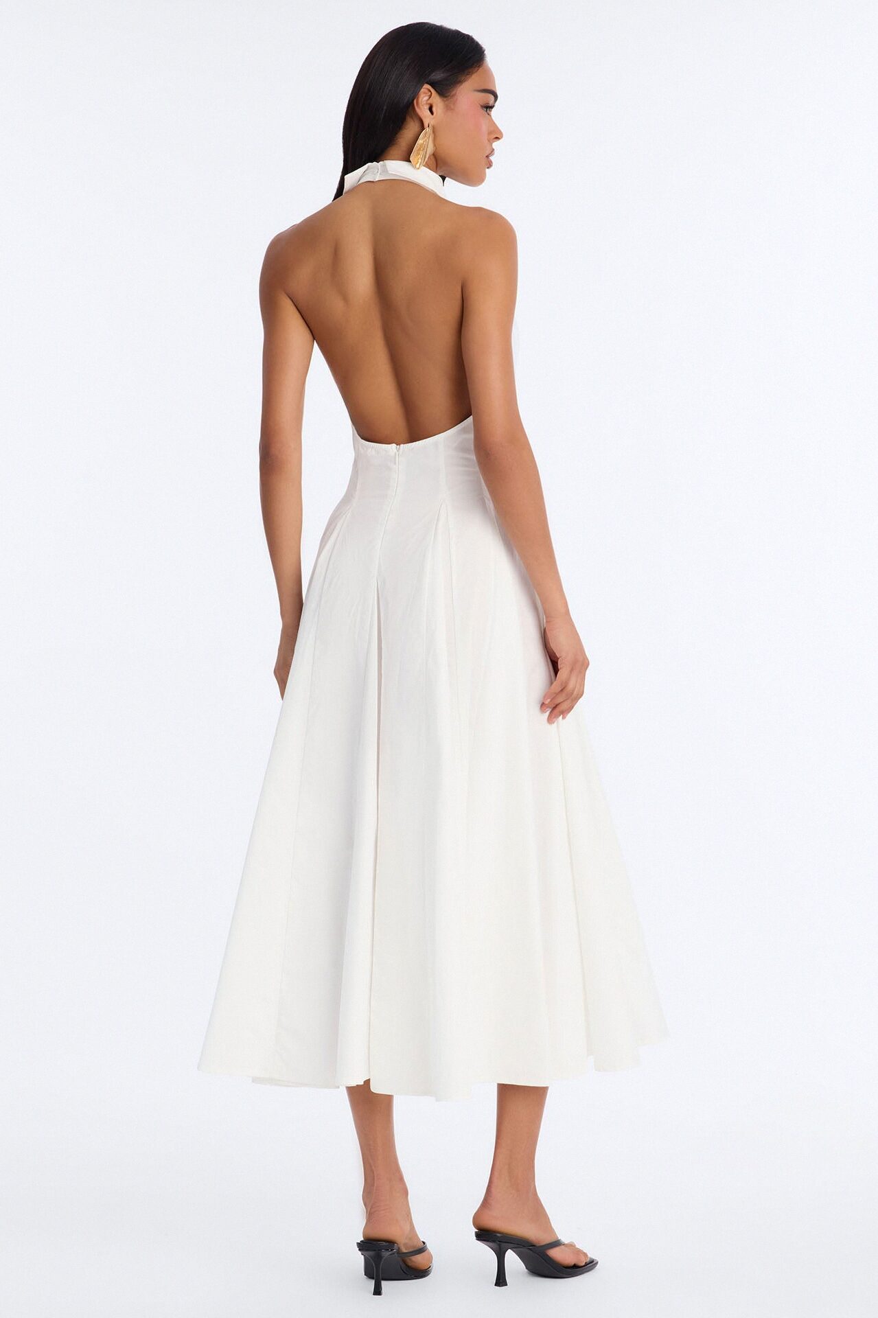 Audrey Collared Poplin Maxi Dress - White