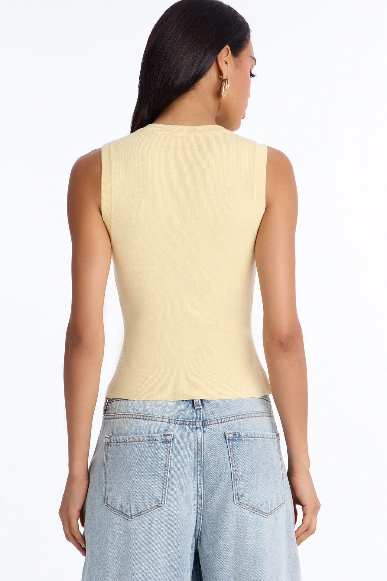 Leona Button Up Sweater Top - Butter Yellow