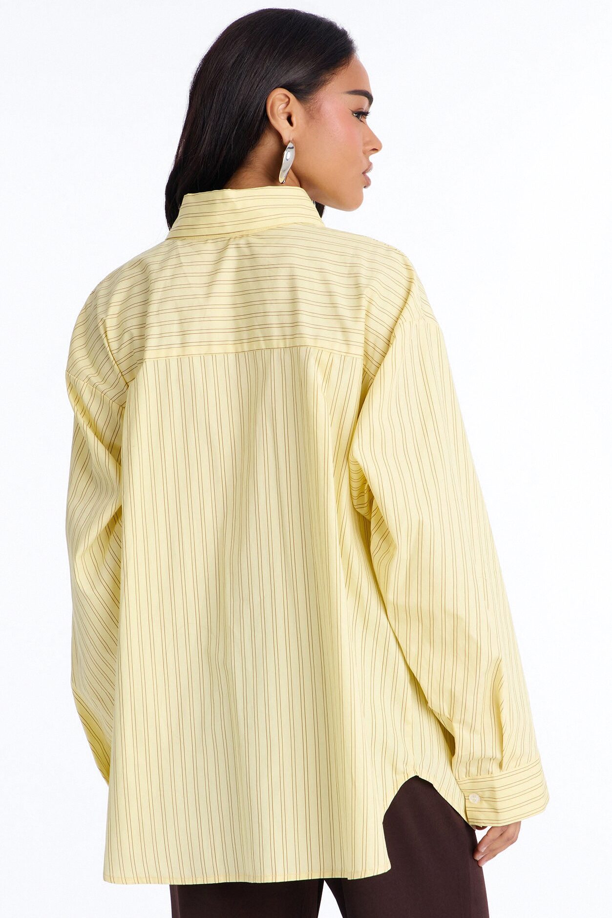 Street Cool Oversized Pinstripe Shirt - Yellow/combo