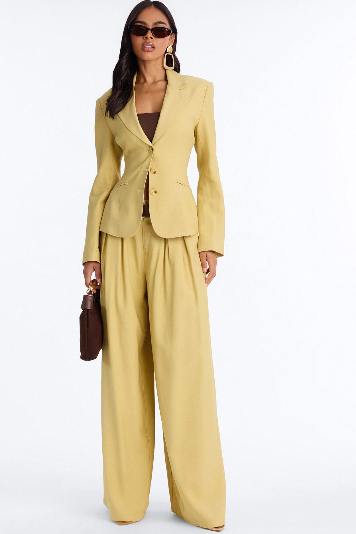 Elyse Linen Fitted Blazer - Honey