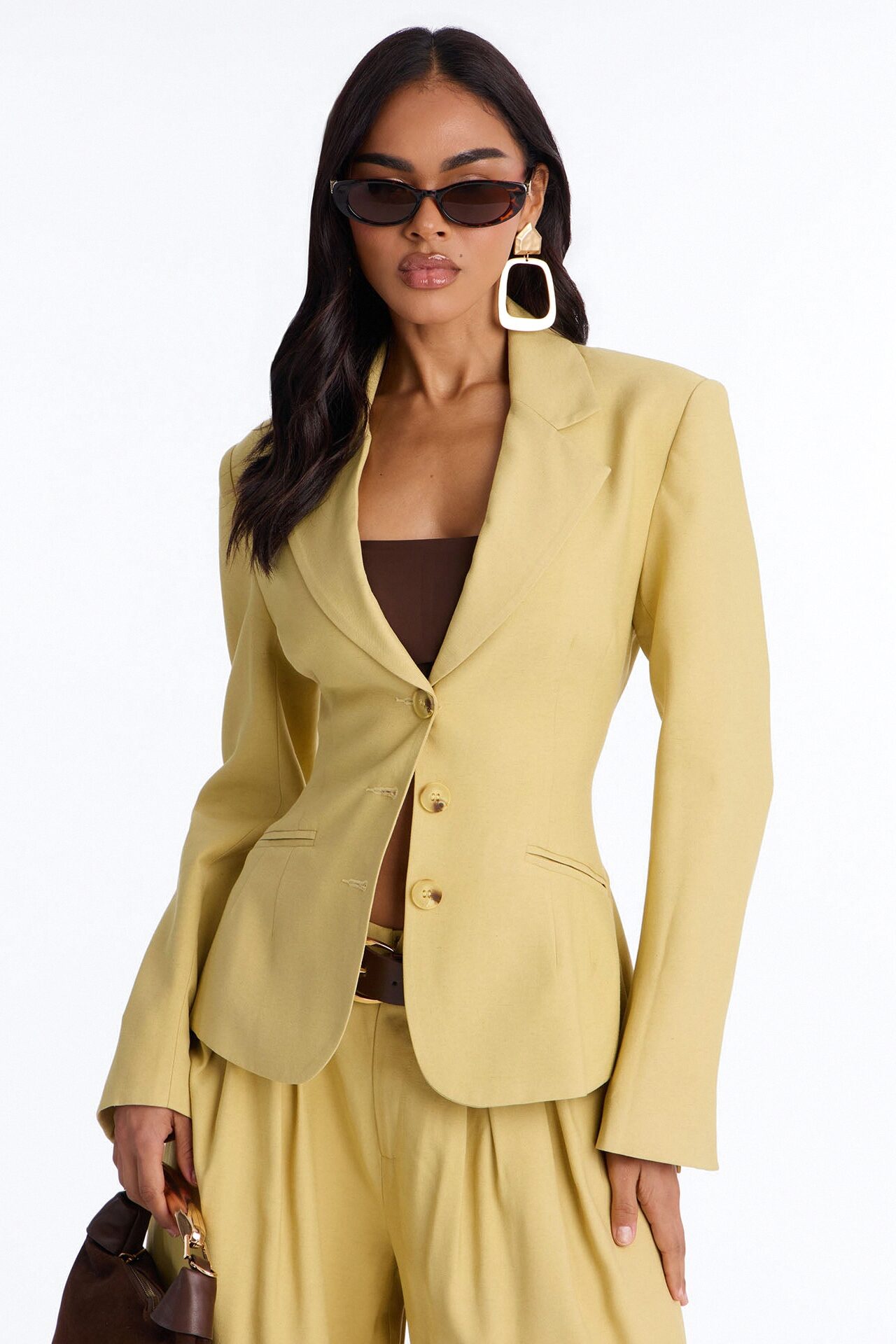 Elyse Linen Fitted Blazer - Honey
