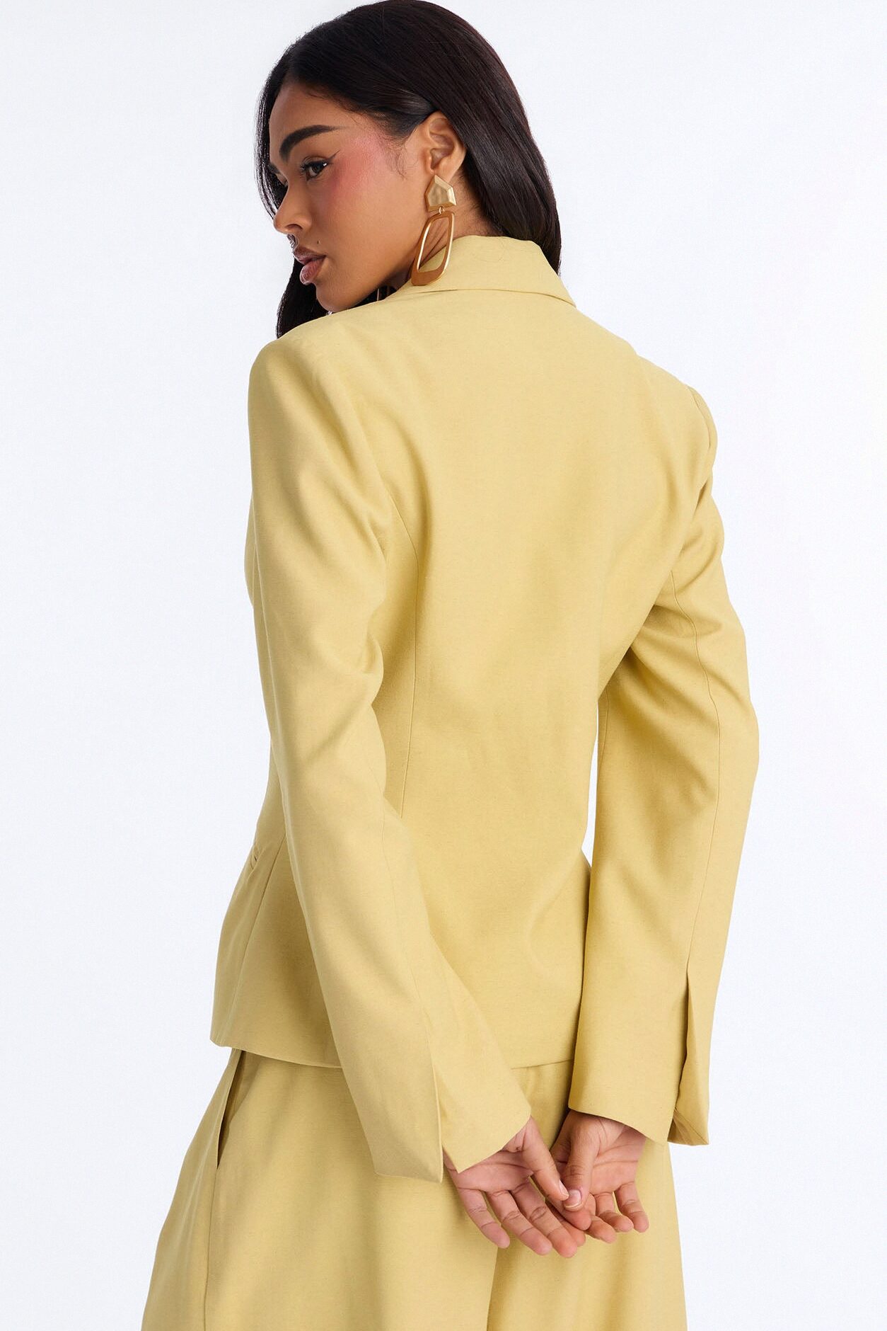 Elyse Linen Fitted Blazer - Honey