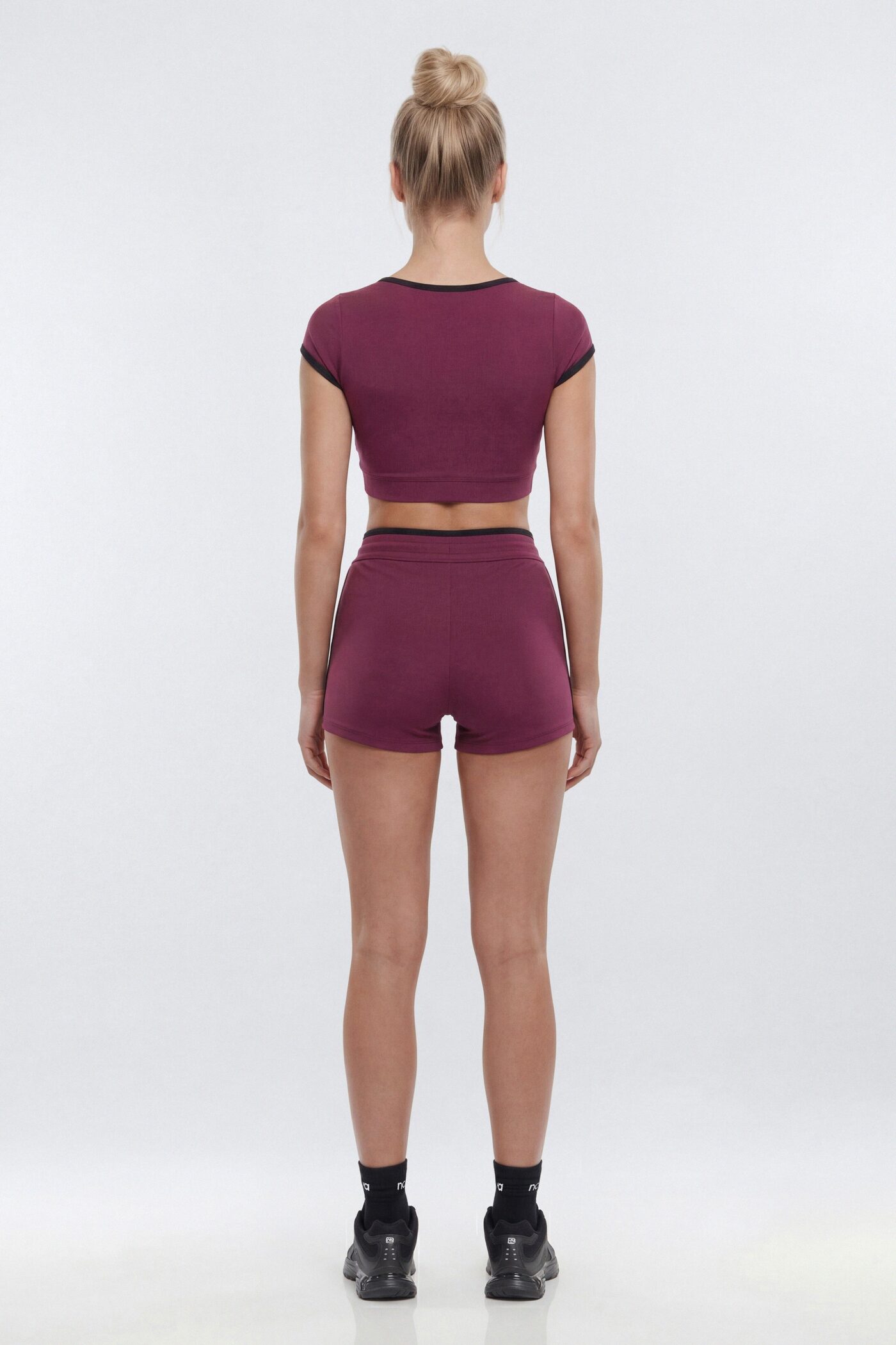 ProStretch™ Crop V-Neck Short Sleeve Sports Top - Merlot