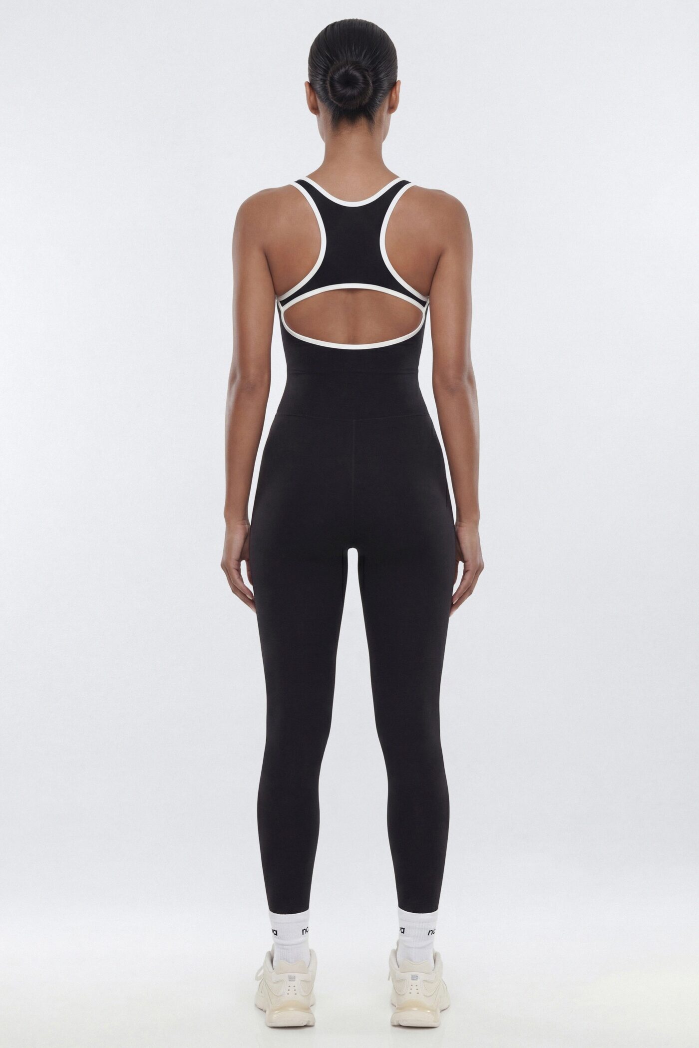 ProStretch™ 25″ Contrast Trim Skinny Racerback Cut Out Jumpsuit - Black