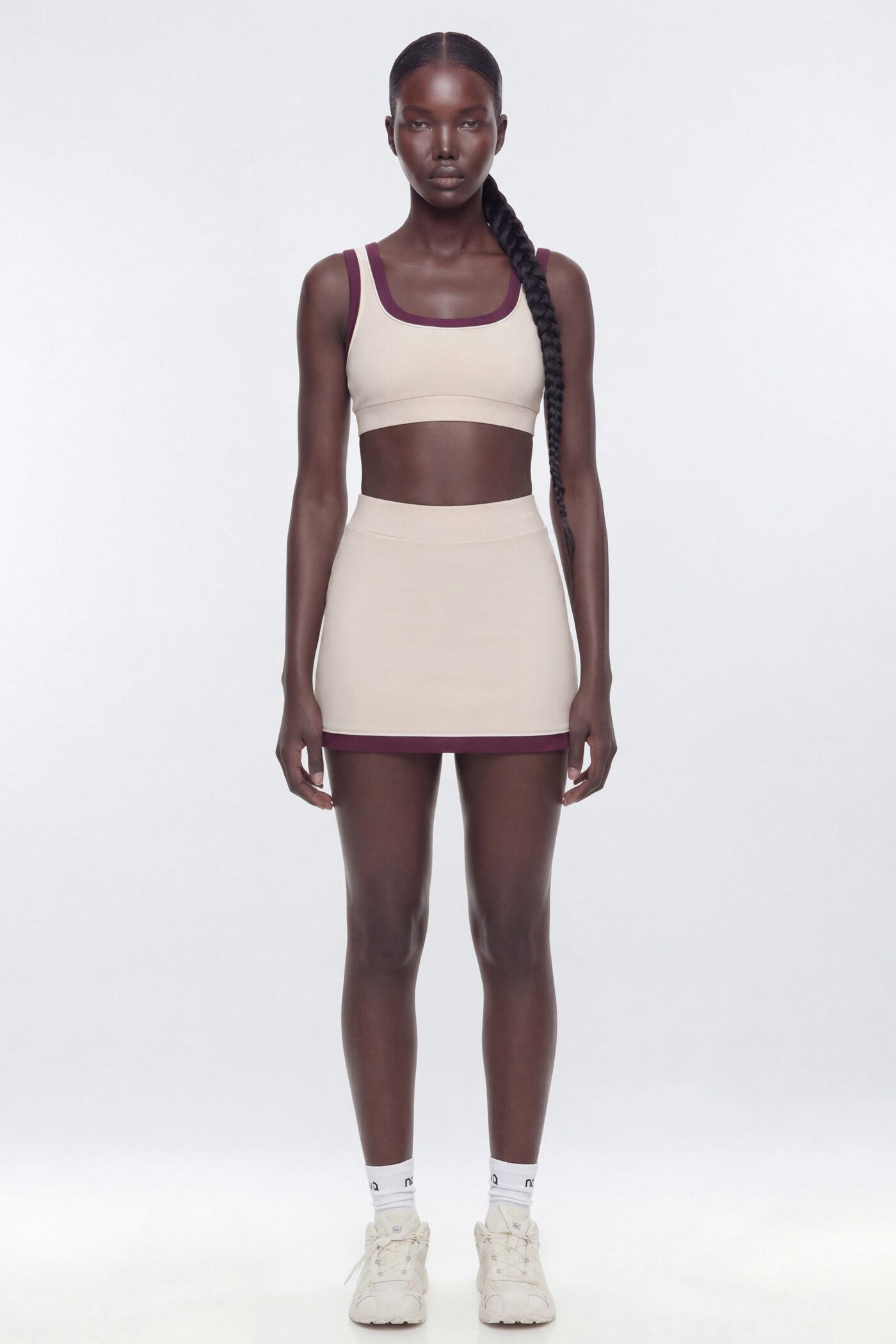 ButterSoft Contrast Scoop Neck Sports Bra - Oat Milk