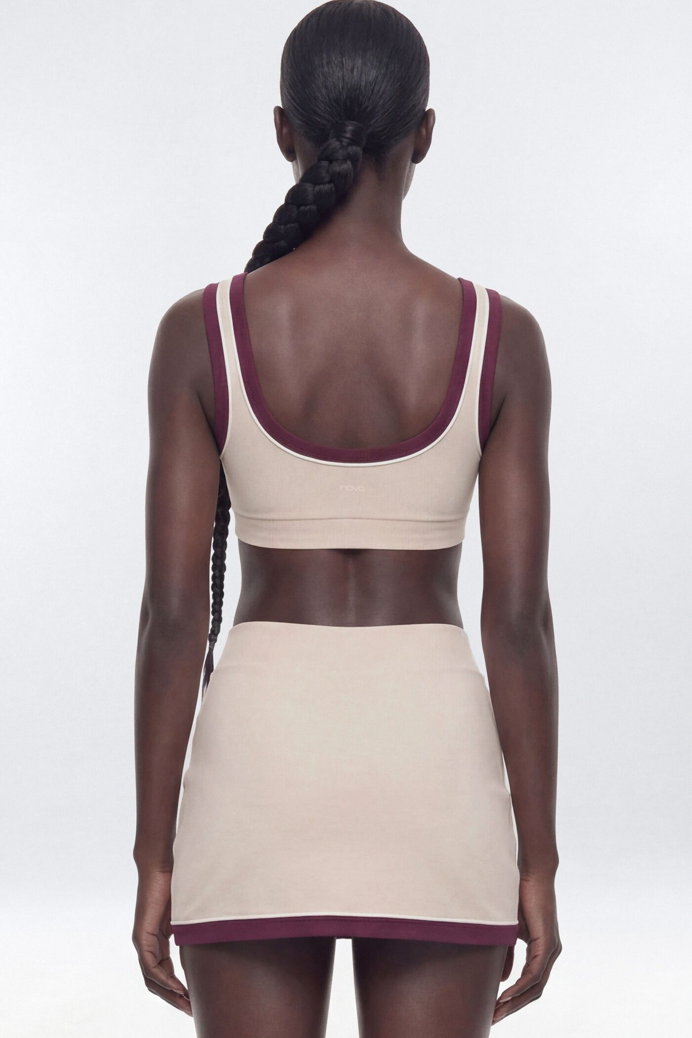 ButterSoft Contrast Scoop Neck Sports Bra - Oat Milk