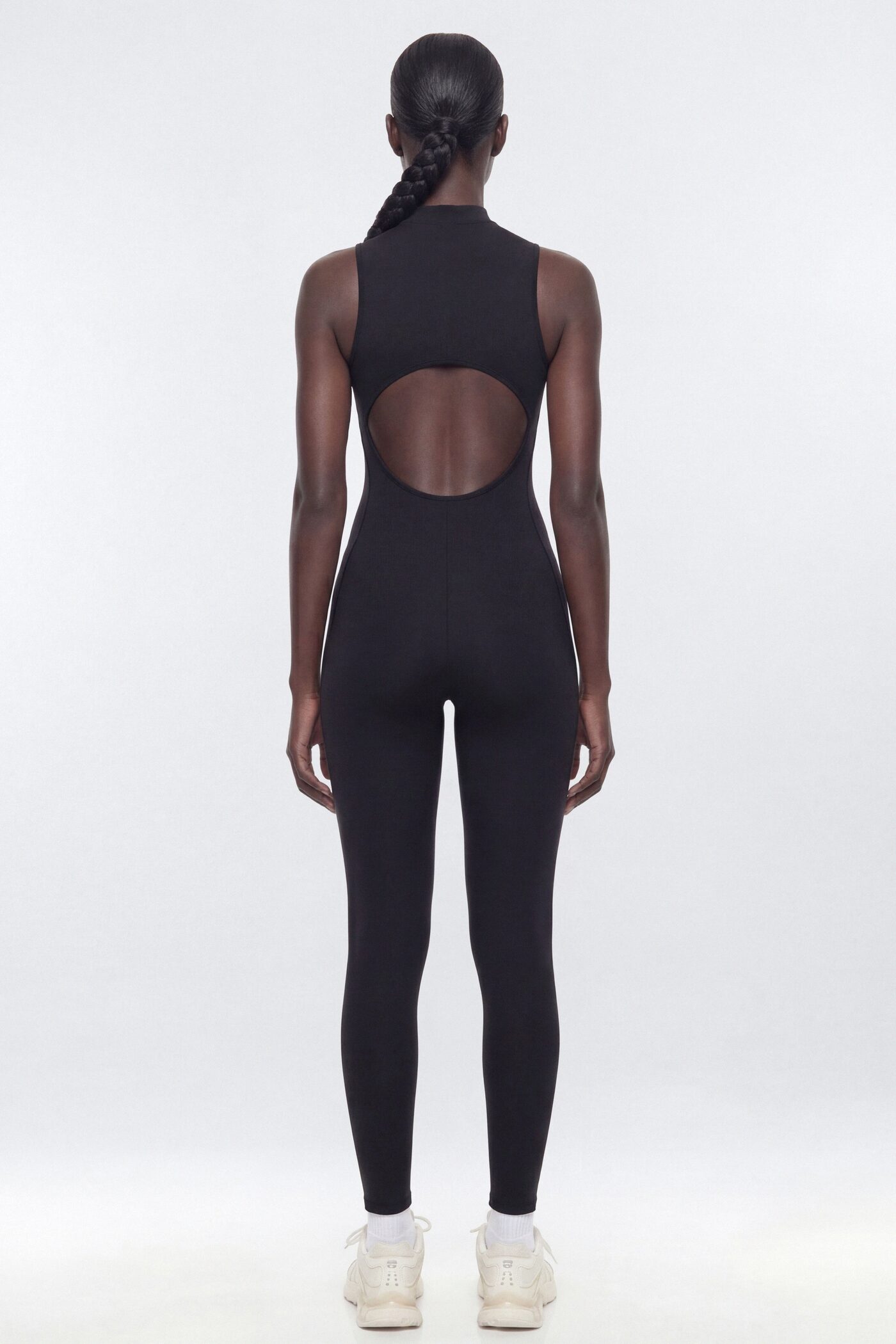 ProStretch™ 27″ Zip Up Mock Neck Skinny Jumpsuit - Black