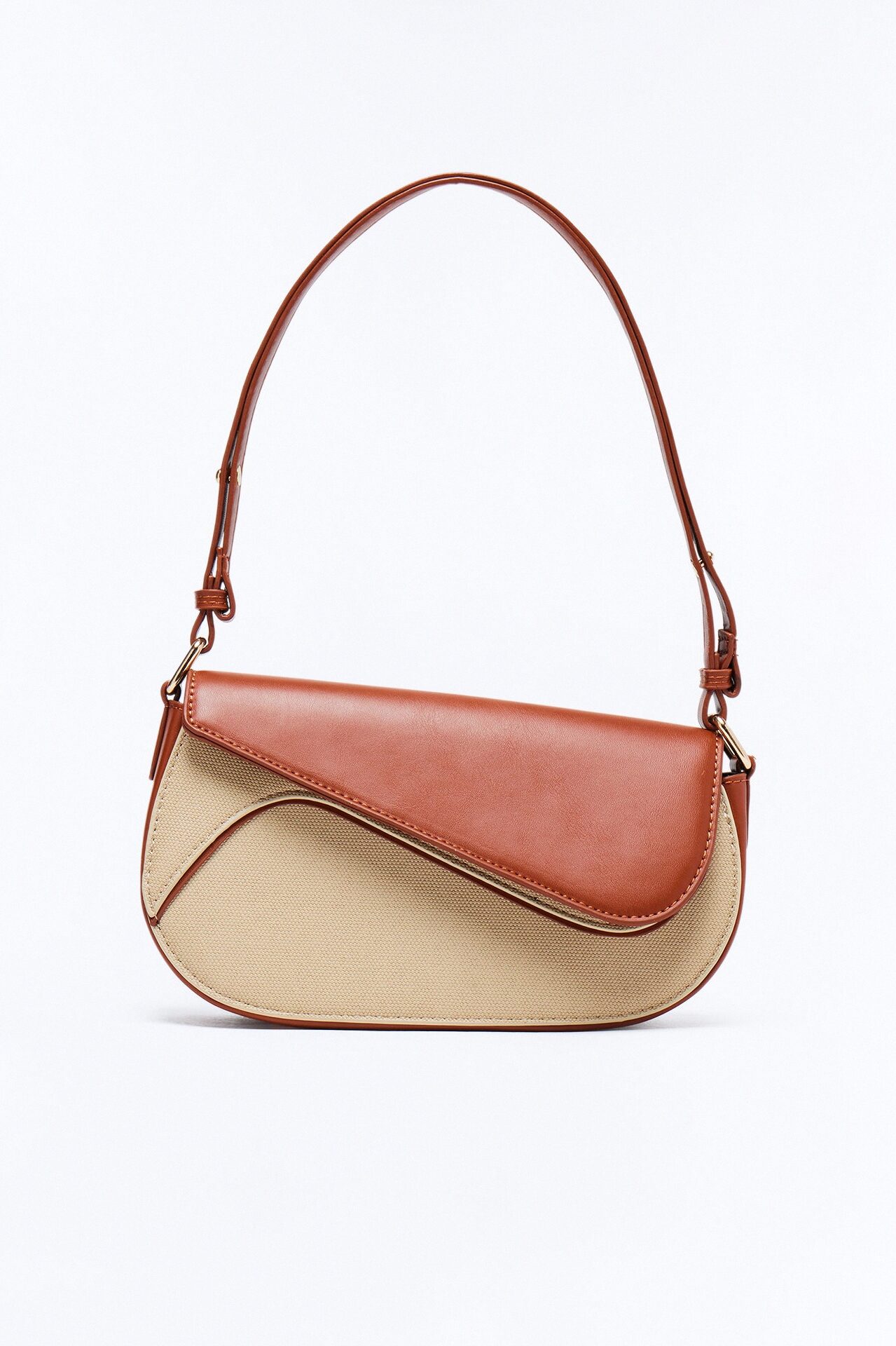Wall Street Walk Faux Leather Shoulder Handbag - Brown/combo