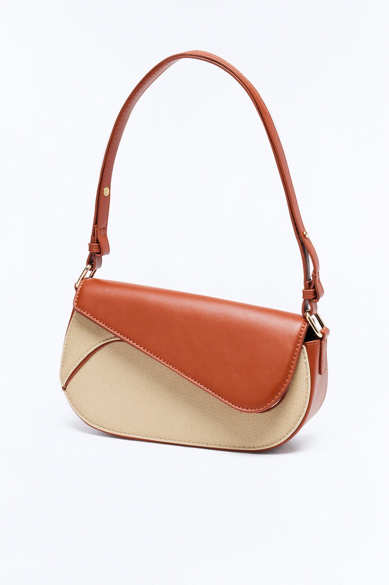 Wall Street Walk Faux Leather Shoulder Handbag - Brown/combo