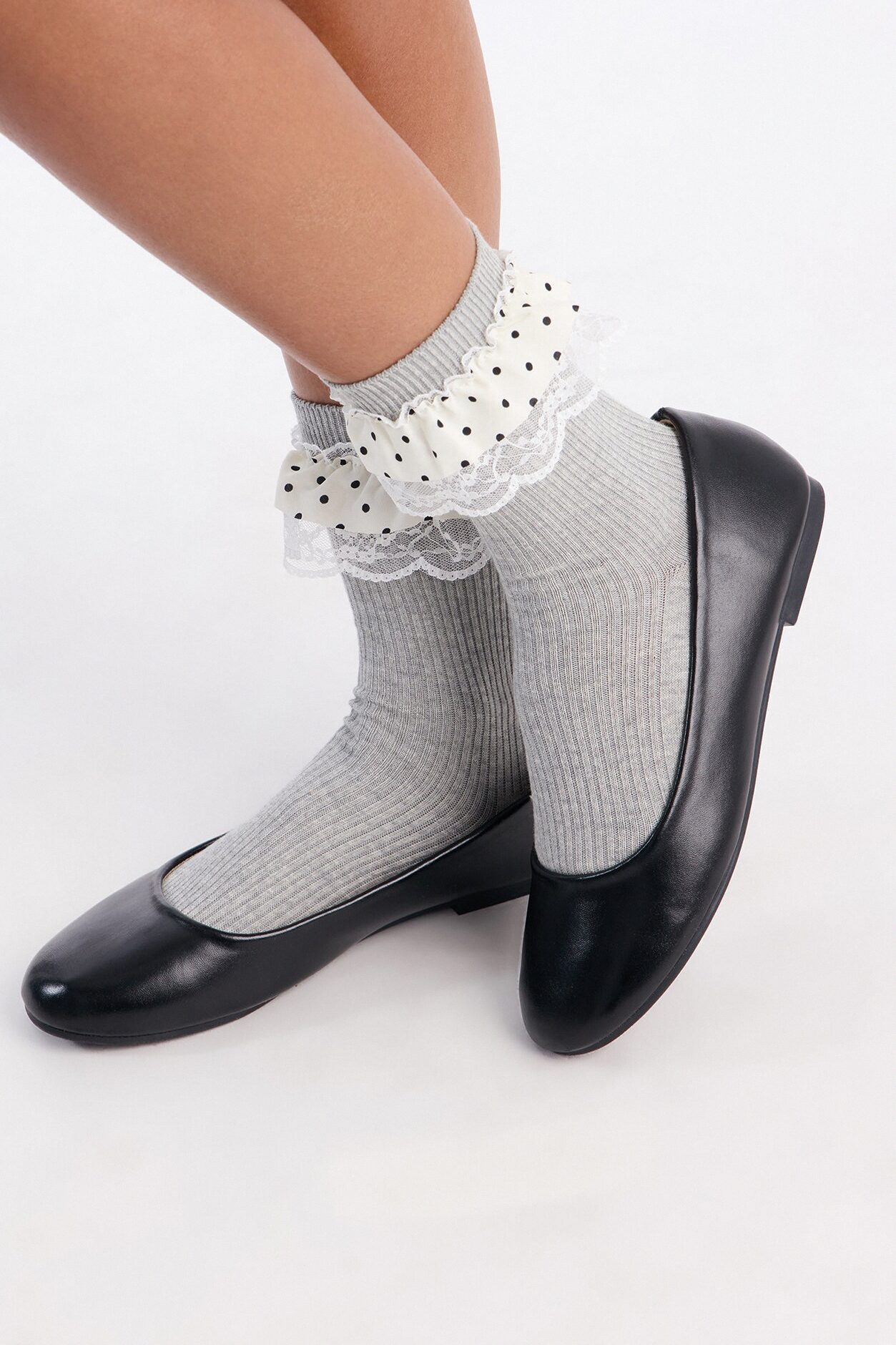 Flirting Season Crew Socks - Grey