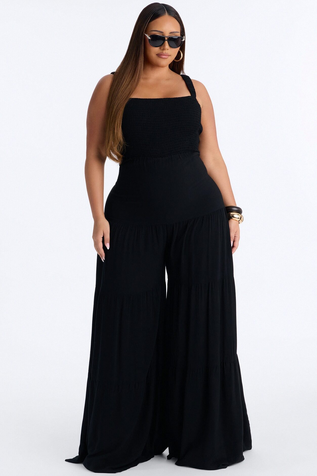 Risa Tiered Wide Leg Jumpsuit - Black