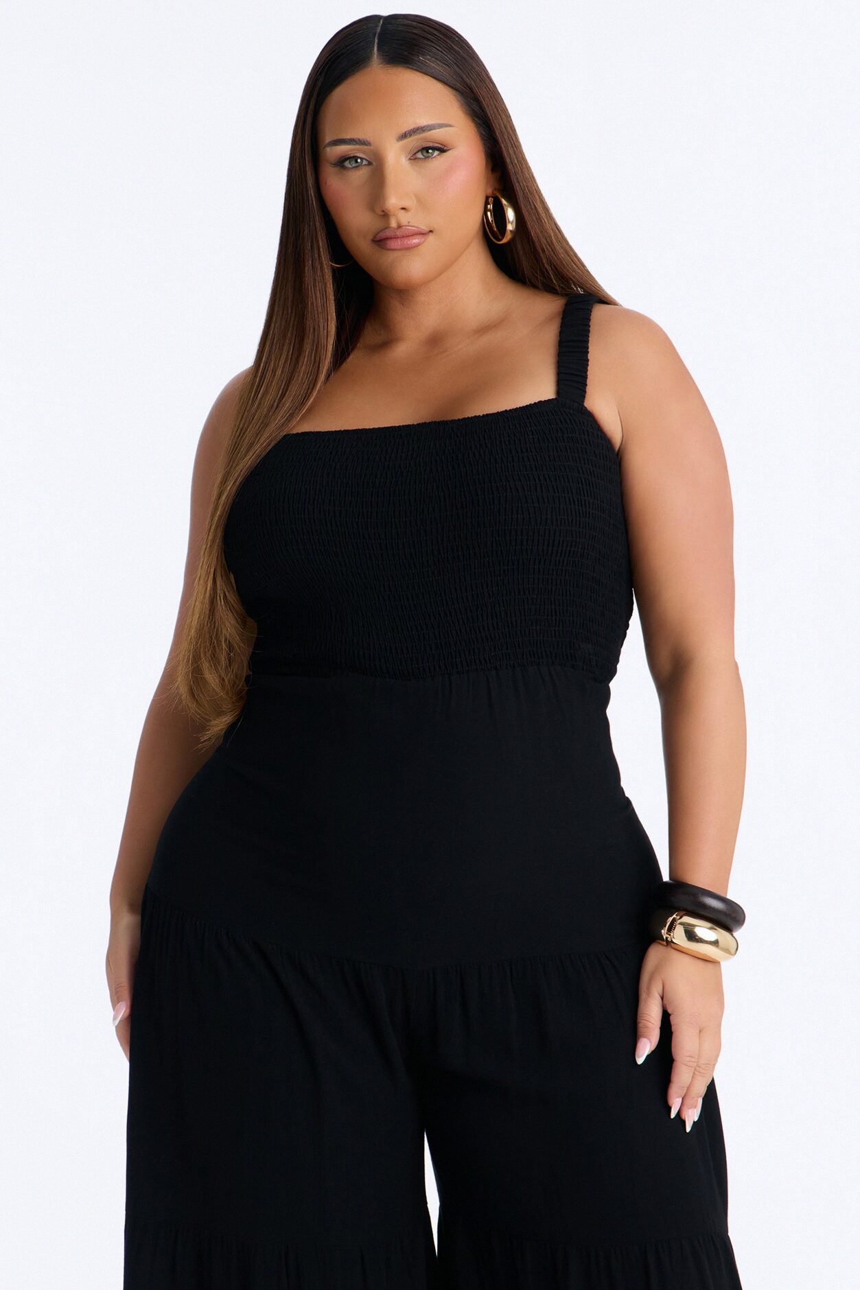 Risa Tiered Wide Leg Jumpsuit - Black