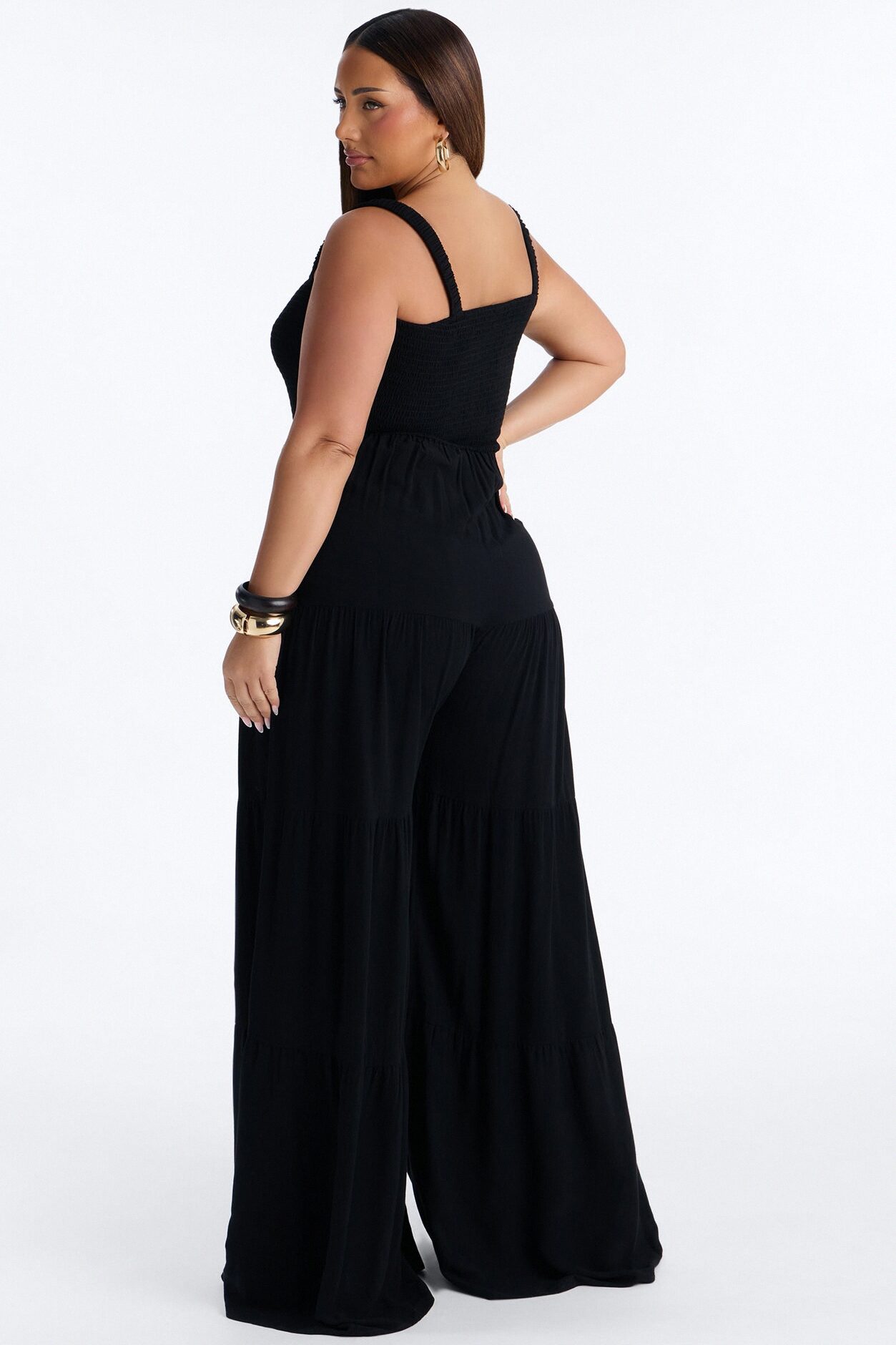 Risa Tiered Wide Leg Jumpsuit - Black