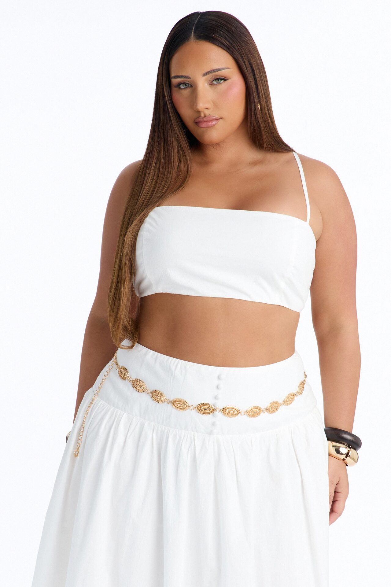 Brigitte Poplin Bra Top - White