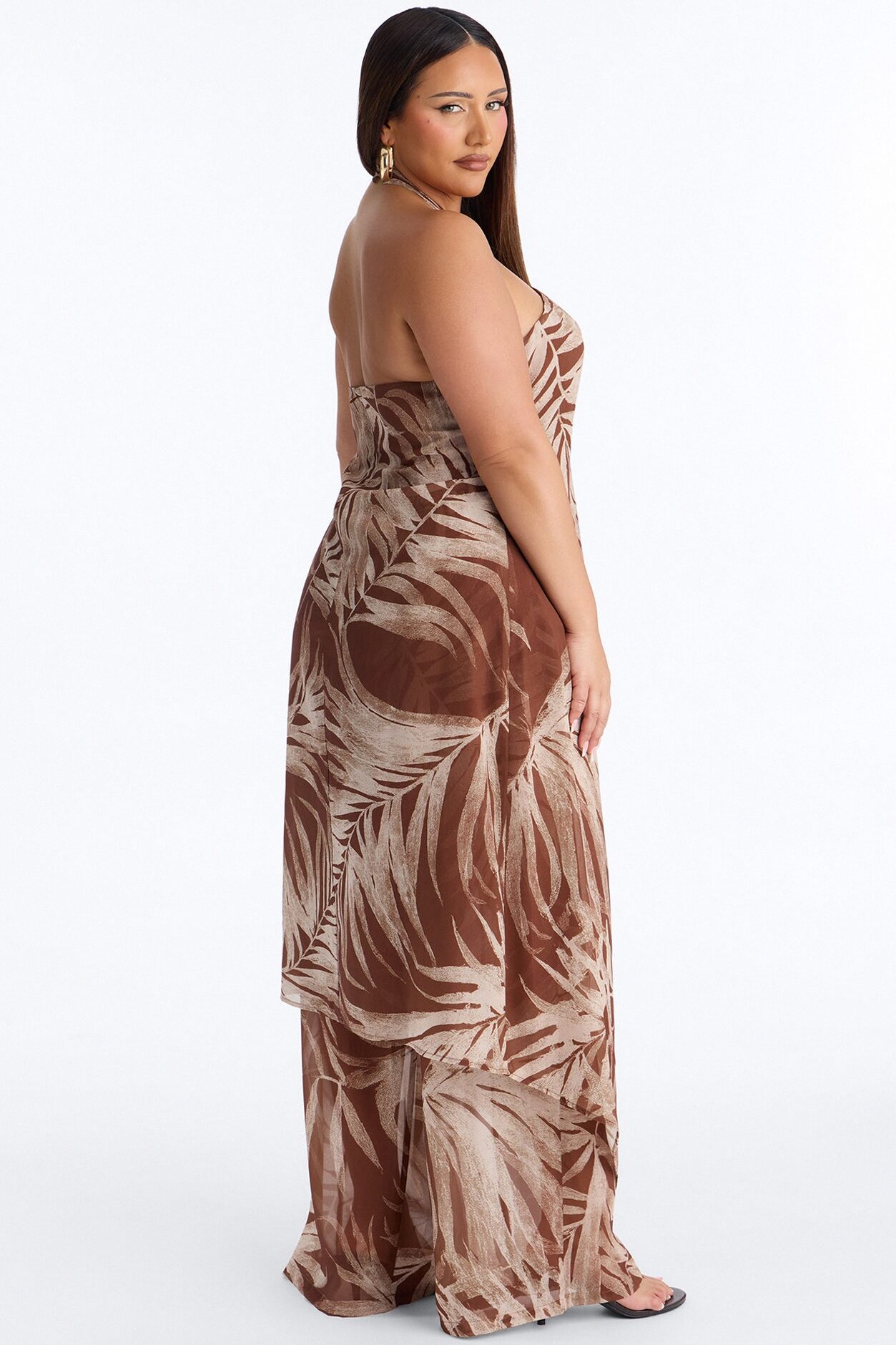 Sandra Tropical Halter Pant Set - Brown Combo