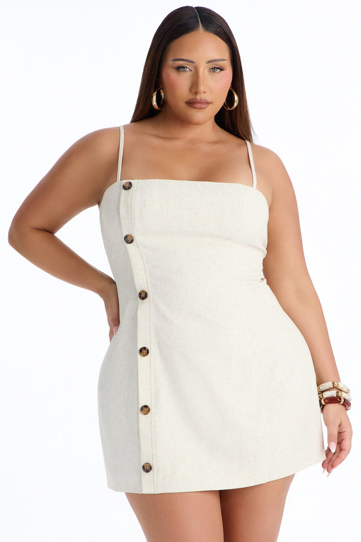 Leah Linen Mini Dress - Cream