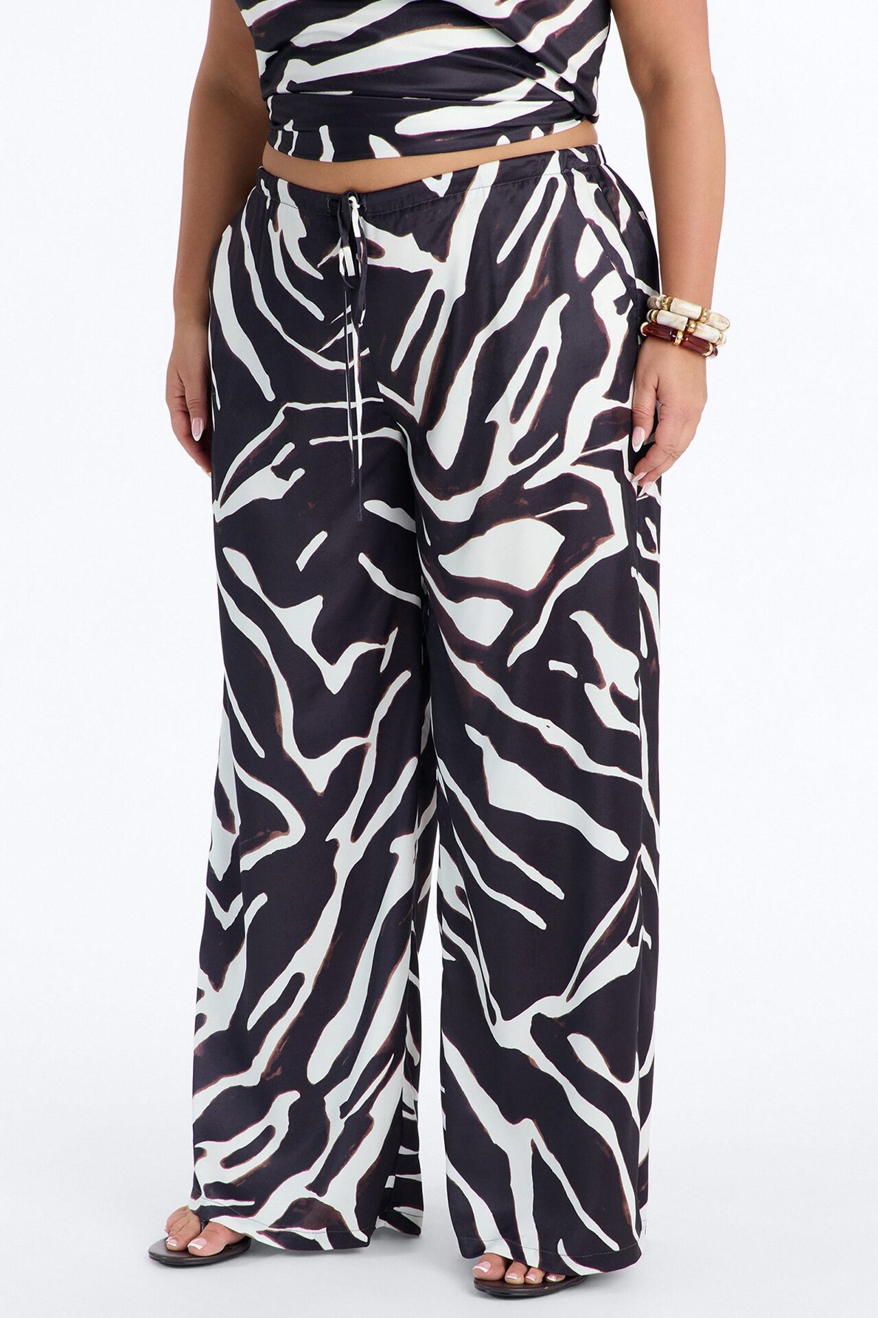 Safari Sunsets Satin Zebra Trouser - Brown Combo