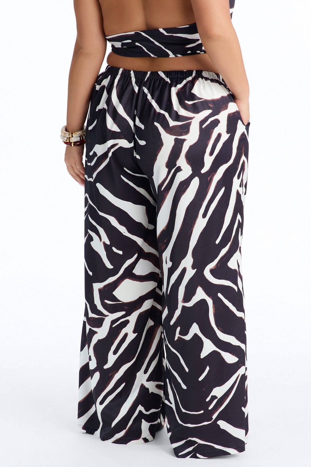 Safari Sunsets Satin Zebra Trouser - Brown Combo