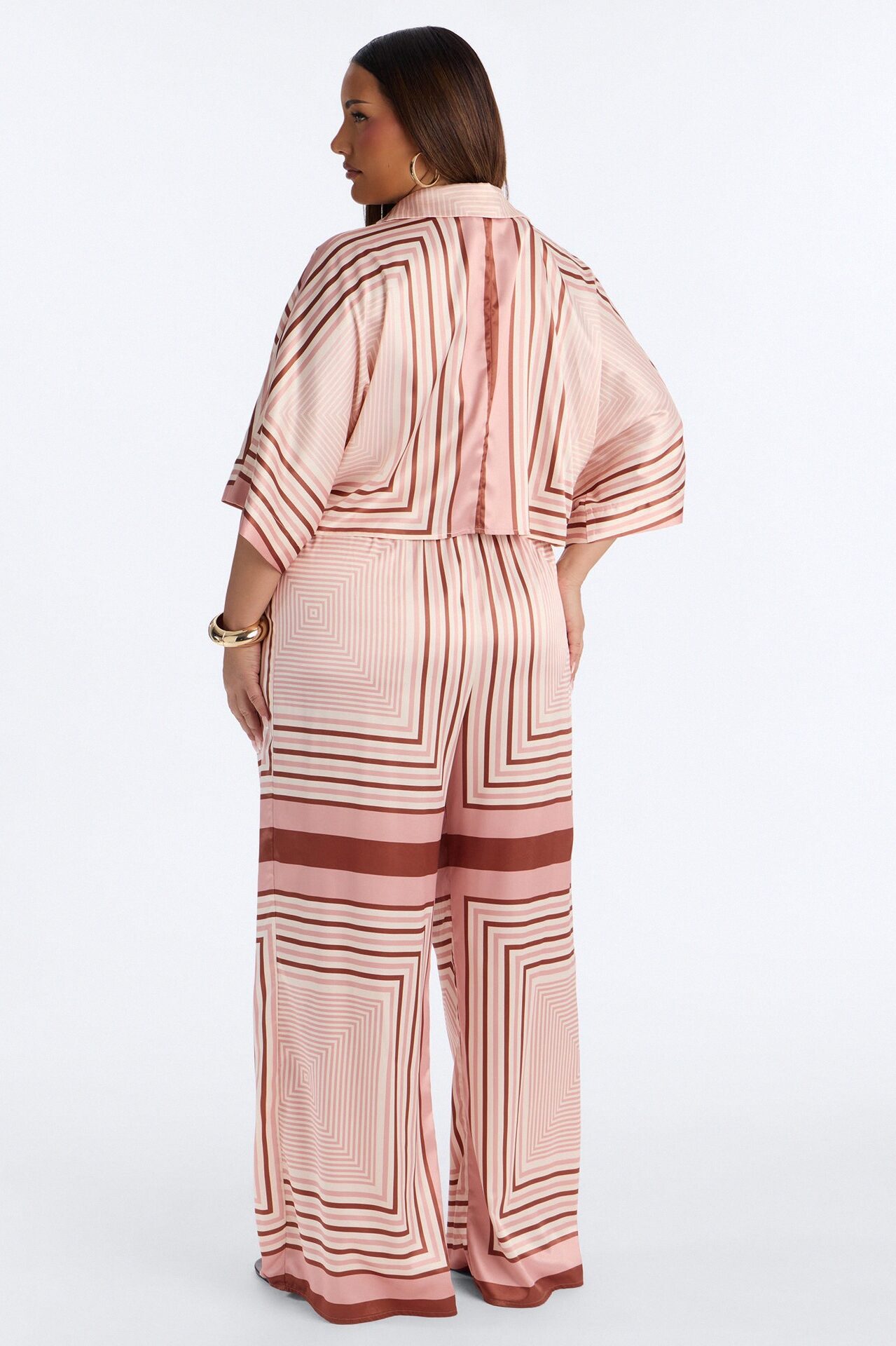 Elora Satin Pant Set - Pink/combo