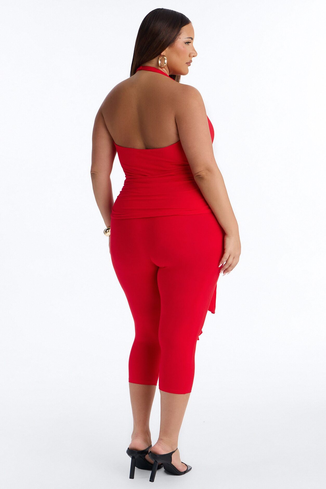Karla Plunge Capri Catsuit - Red