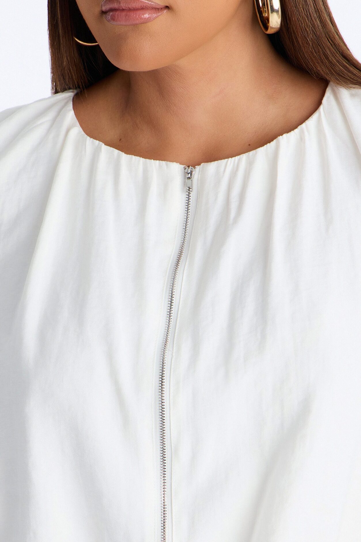 Calliope Linen Bubble Hem Cropped Jacket - Ivory