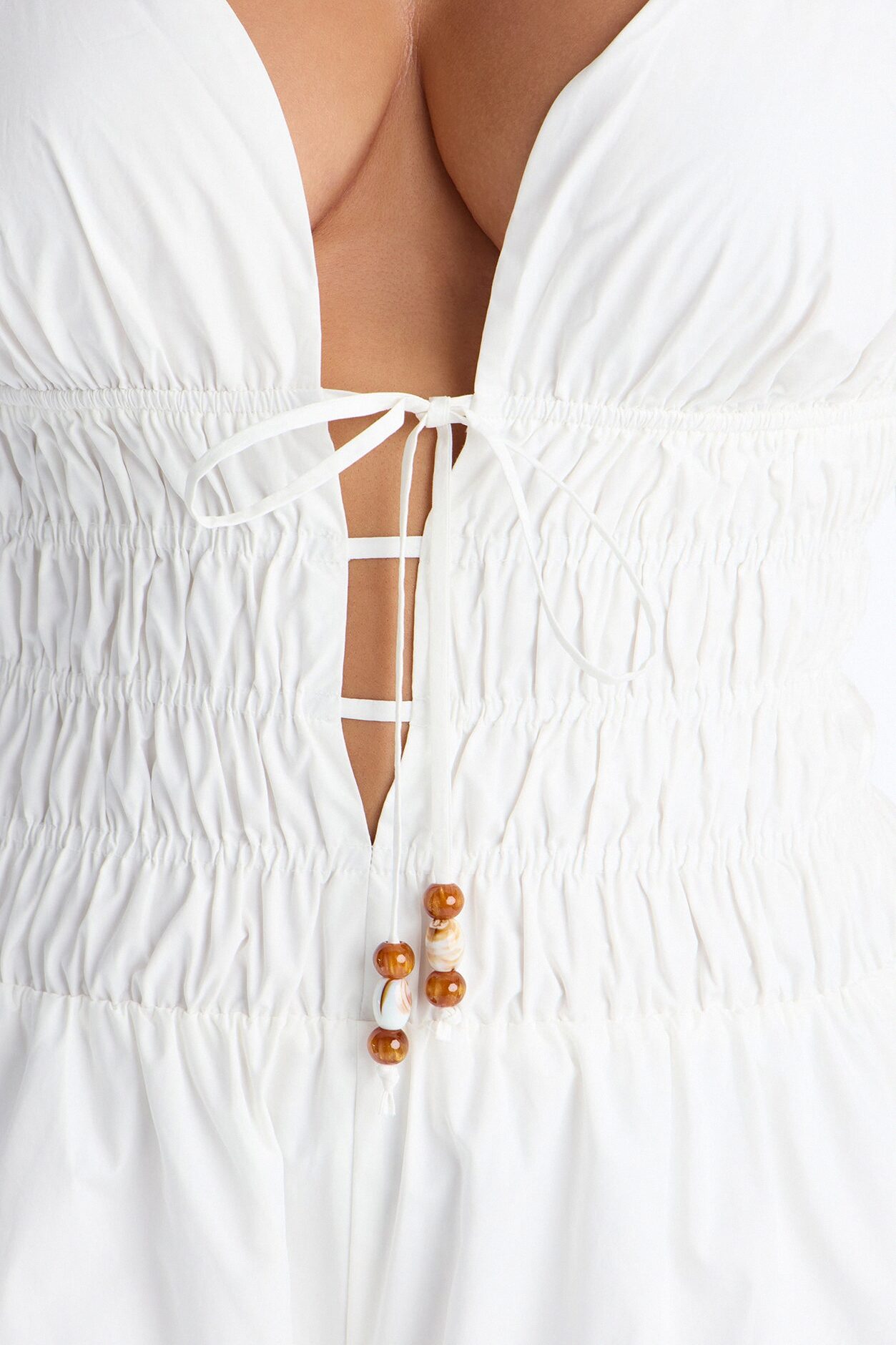 Vacation Muse Beaded Wide Leg Jumpsuit - White