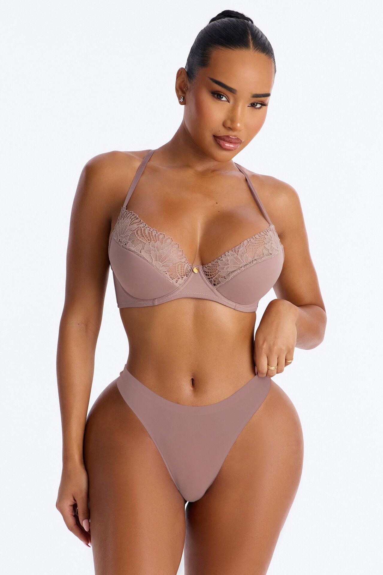 In The Zone Nylon Thong Panty - Mauve