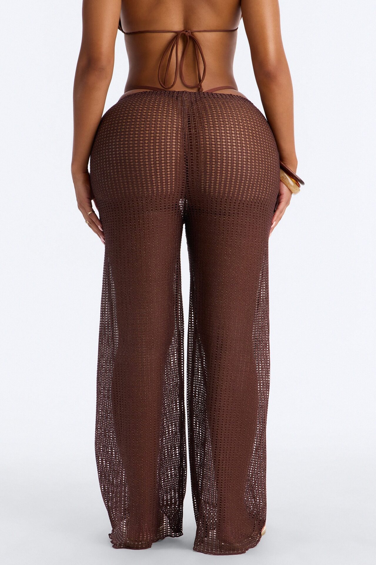Summer Shimmer Swim Cover Up Pants - Brown