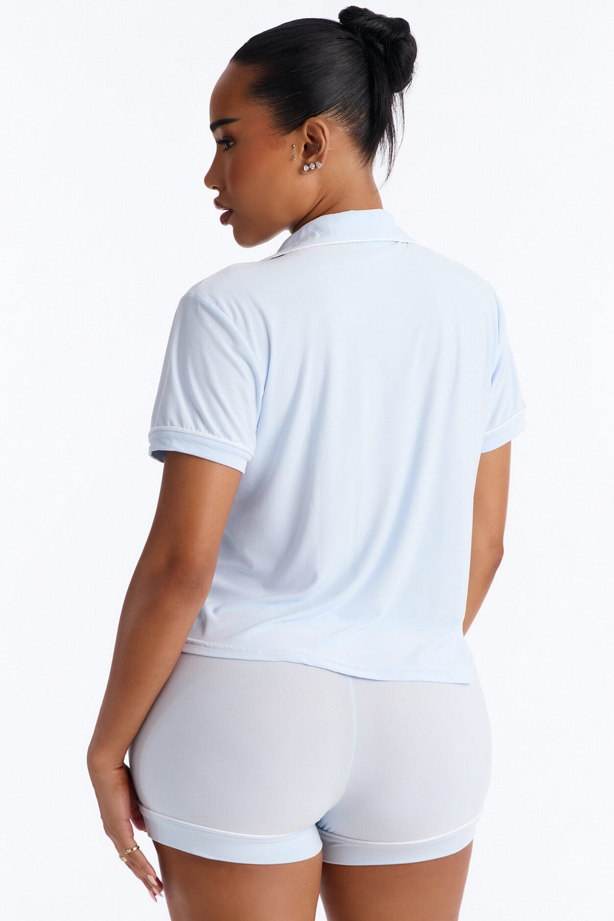 My Maid Of Honor Notch Collar PJ Short Set - Light Blue